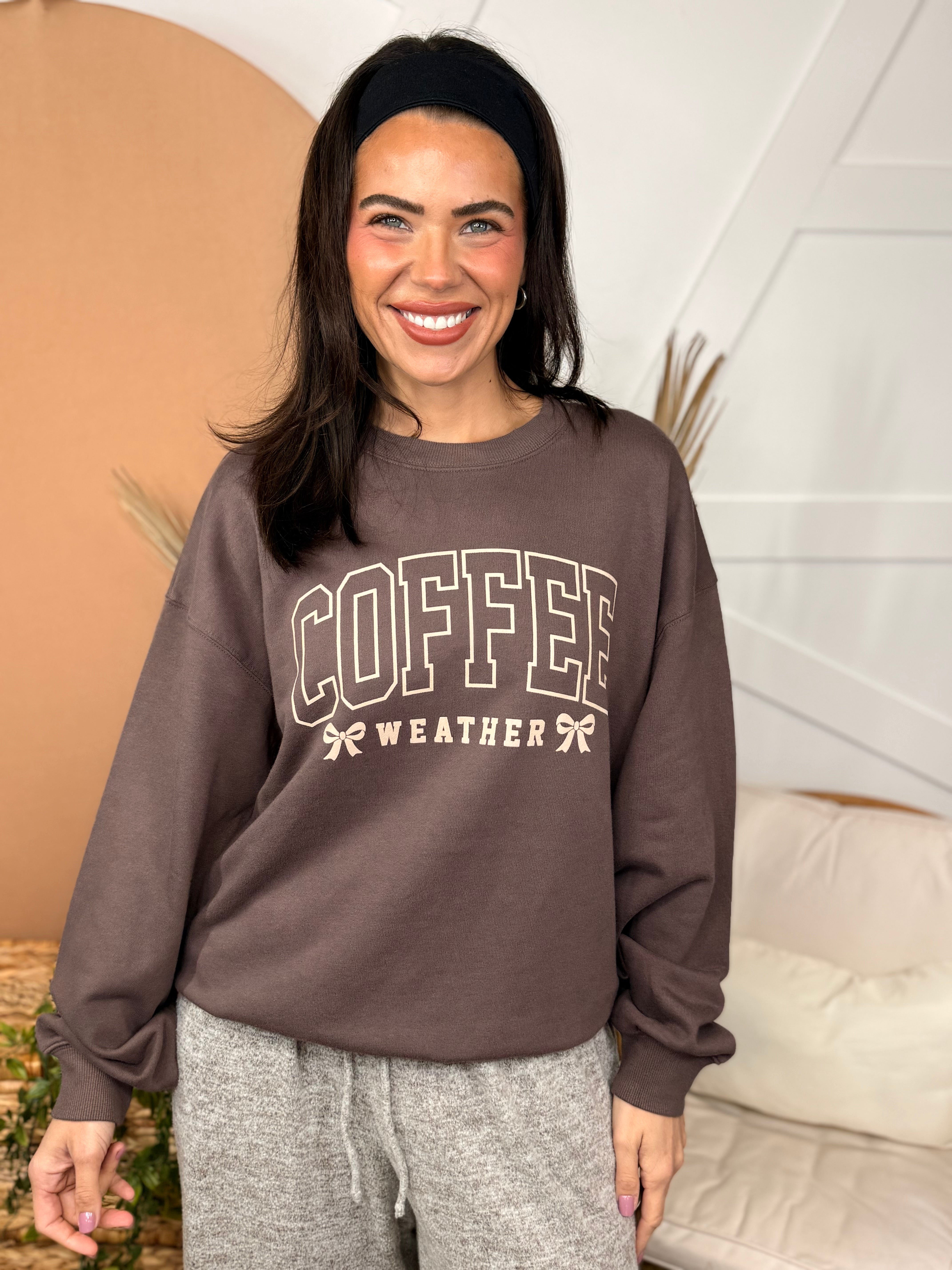 Coffee Weather Sweatshirt-130 Graphic Tees-TRES BIEN-Heathered Boho Boutique, Women's Fashion and Accessories in Palmetto, FL