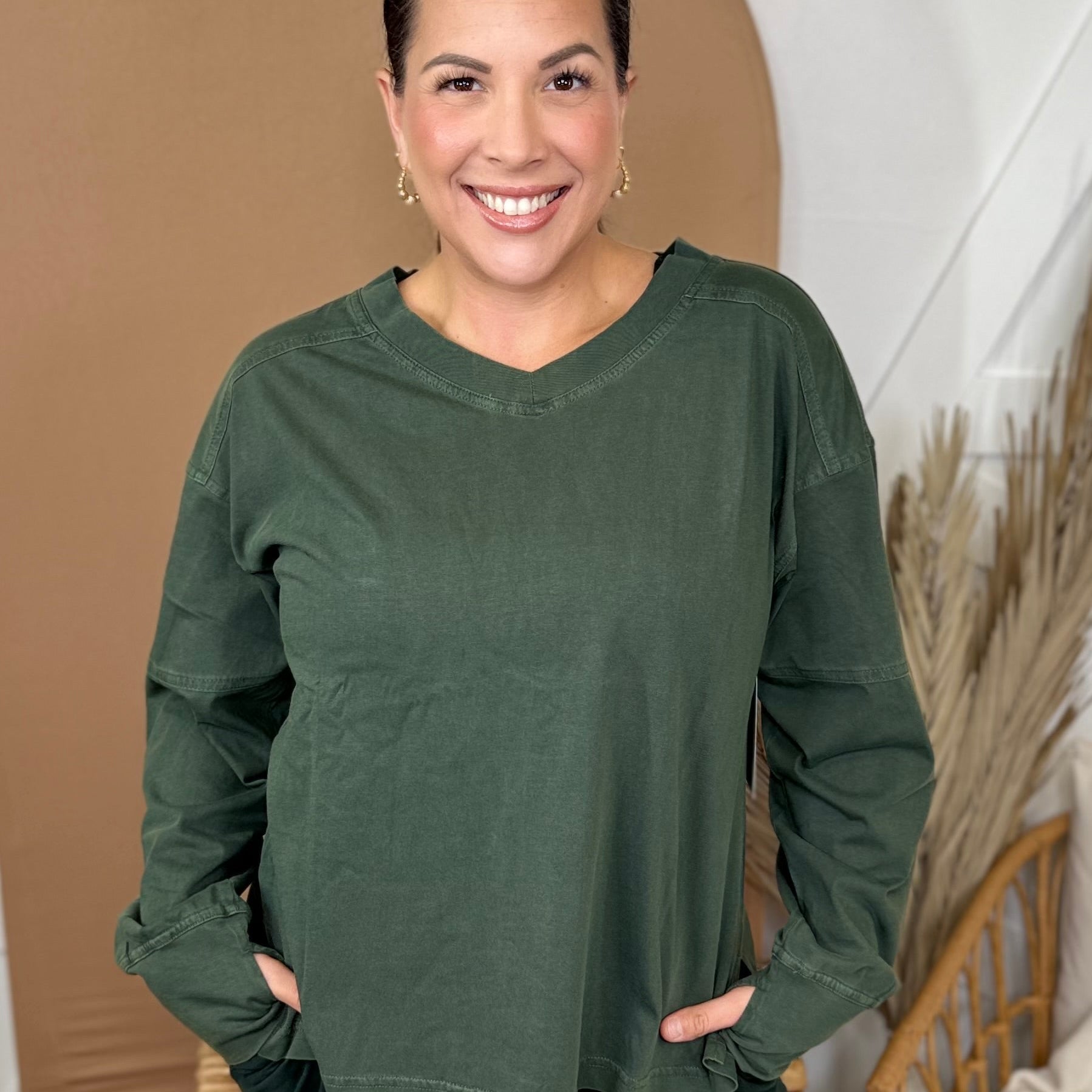 Restock: Ballpark Long Sleeve Top-120 Long Sleeve Tops-RAE MODE-Heathered Boho Boutique, Women's Fashion and Accessories in Palmetto, FL