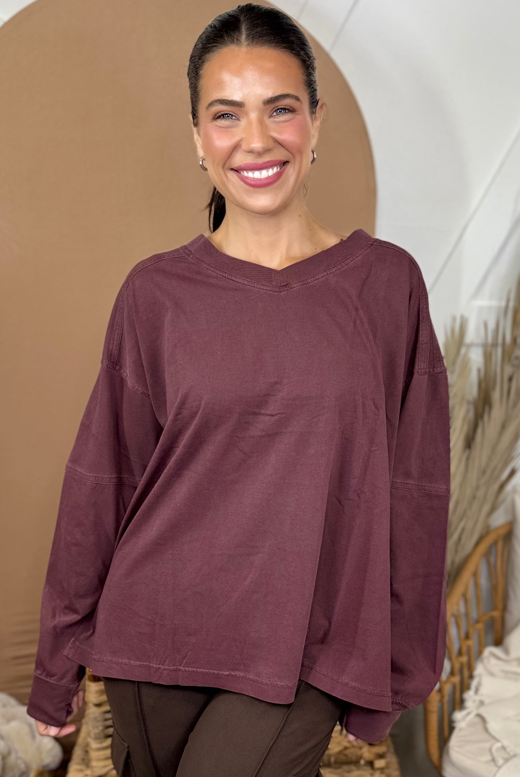 Restock: Ballpark Long Sleeve Top-120 Long Sleeve Tops-RAE MODE-Heathered Boho Boutique, Women's Fashion and Accessories in Palmetto, FL