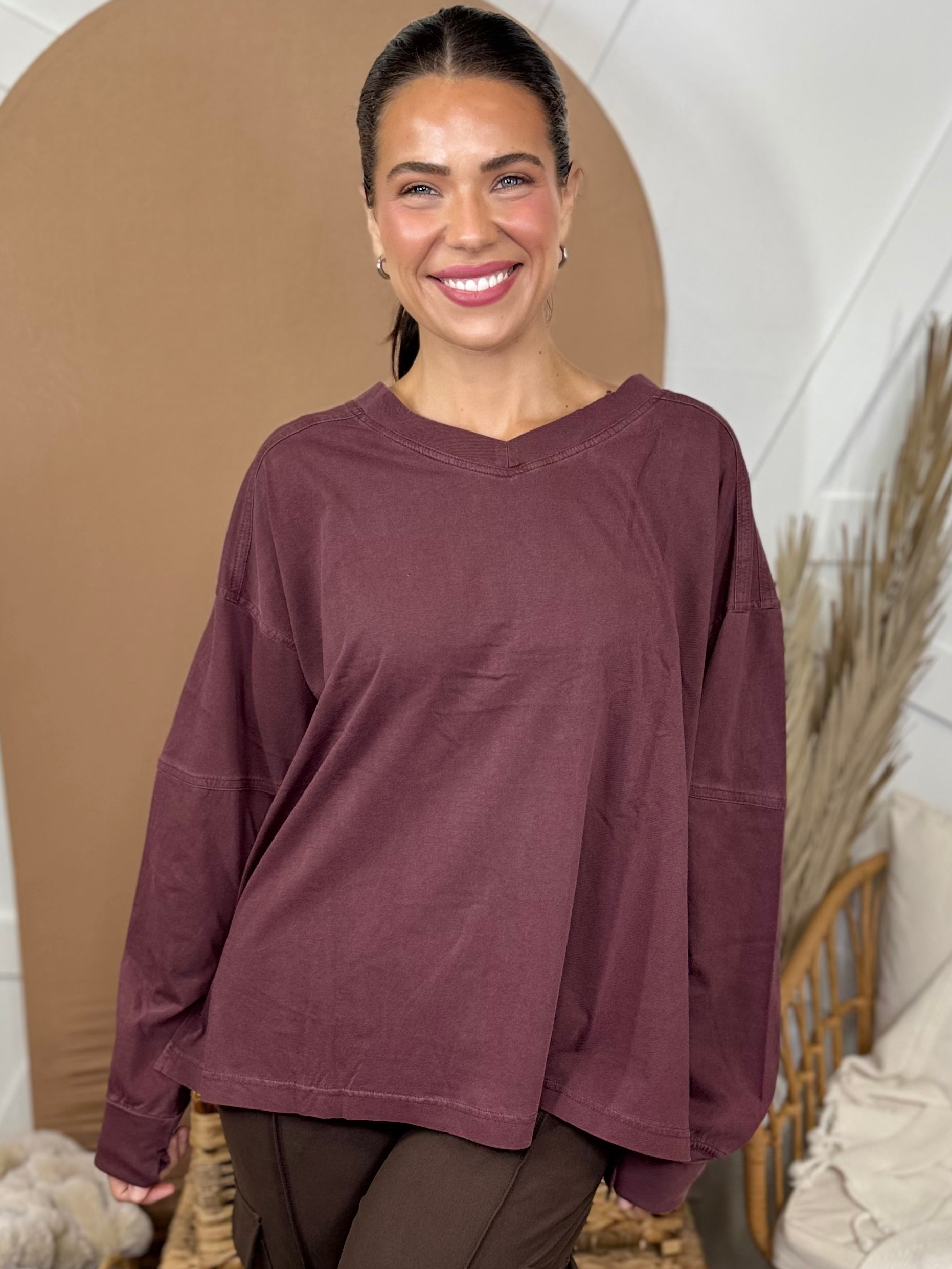 Restock: Ballpark Long Sleeve Top-120 Long Sleeve Tops-RAE MODE-Heathered Boho Boutique, Women's Fashion and Accessories in Palmetto, FL