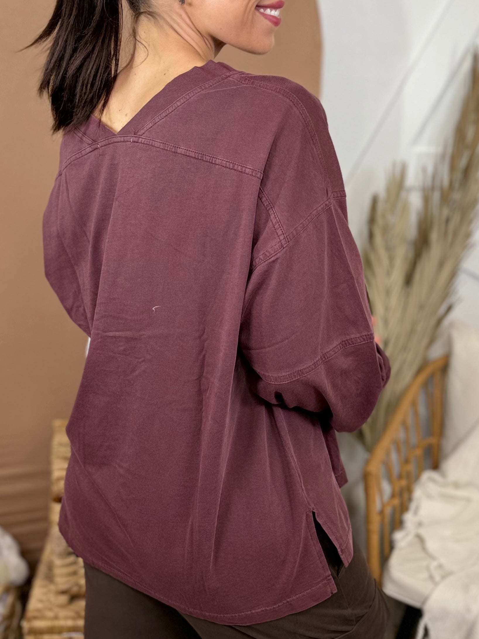 Restock: Ballpark Long Sleeve Top-120 Long Sleeve Tops-RAE MODE-Heathered Boho Boutique, Women's Fashion and Accessories in Palmetto, FL