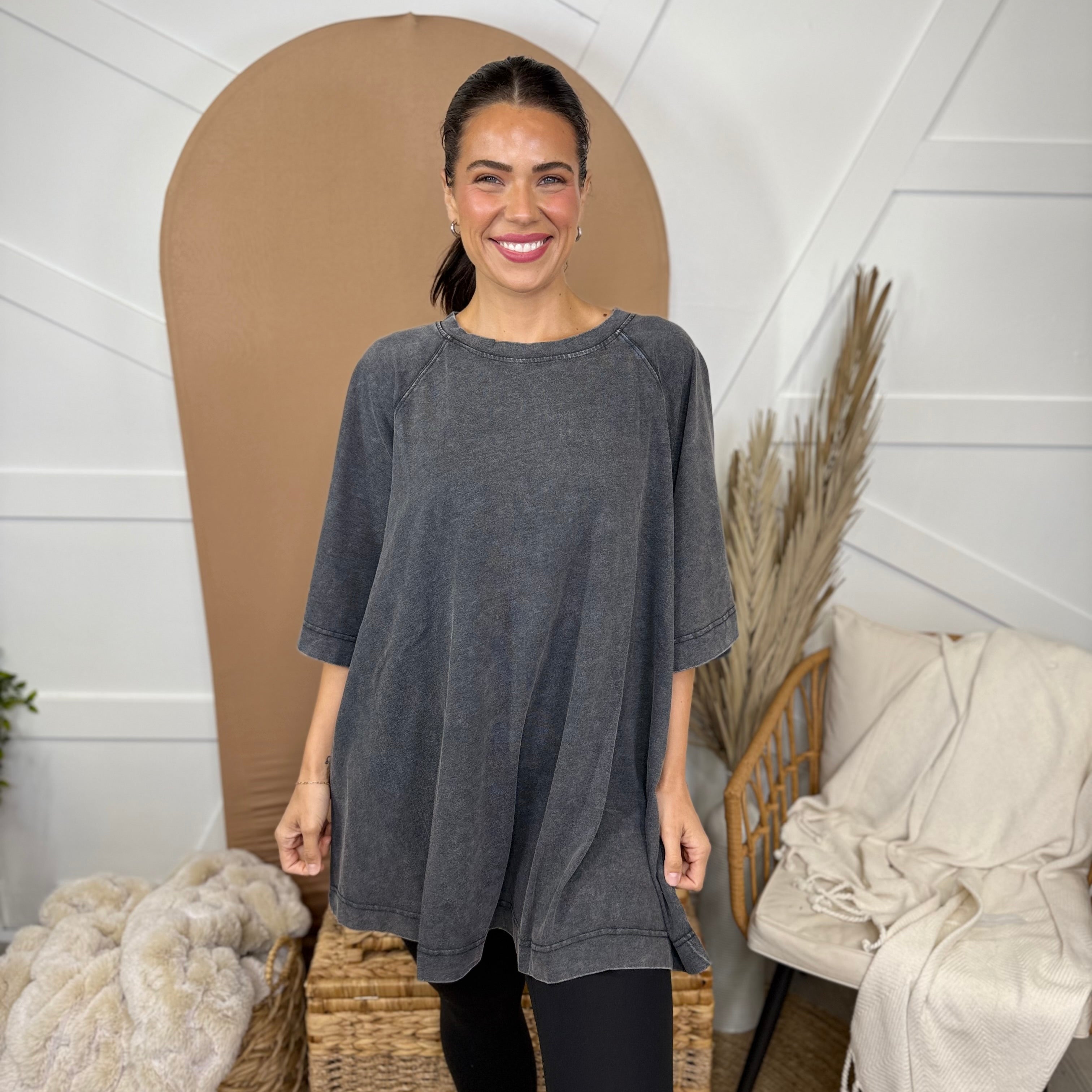 Front Runner Top-110 SHORT SLEEVE TOP-Rae Mode-Heathered Boho Boutique, Women's Fashion and Accessories in Palmetto, FL