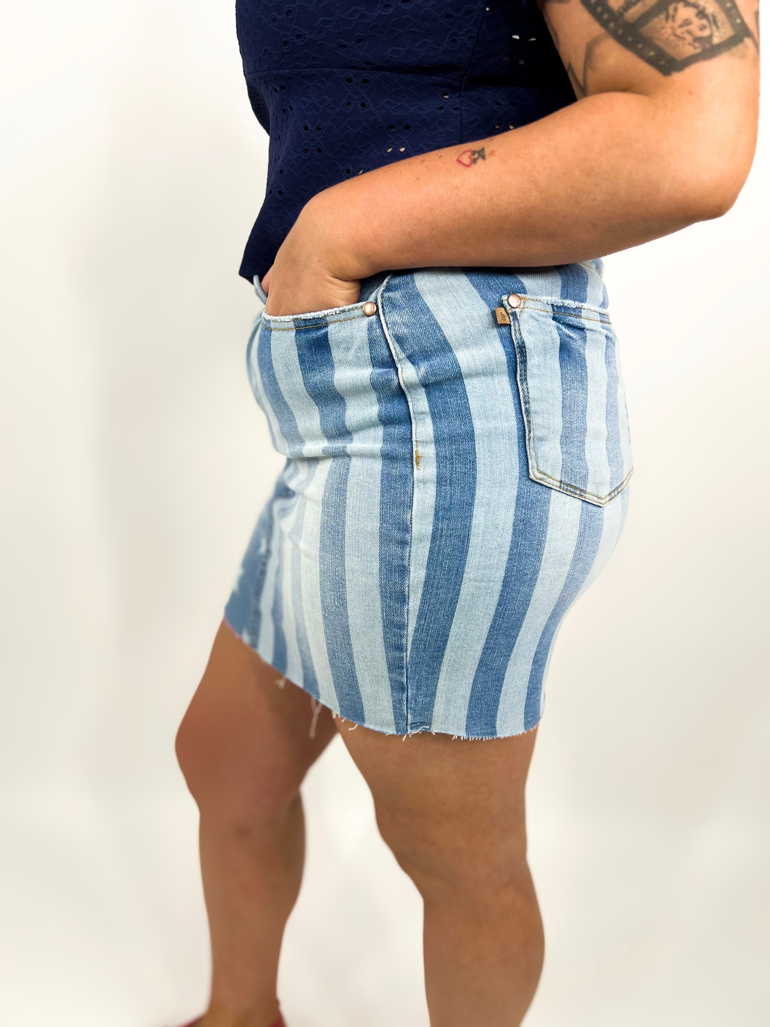 American Courtesy Skirt by Judy Blue-170 Skort/ Skirt-Judy Blue-Heathered Boho Boutique, Women's Fashion and Accessories in Palmetto, FL