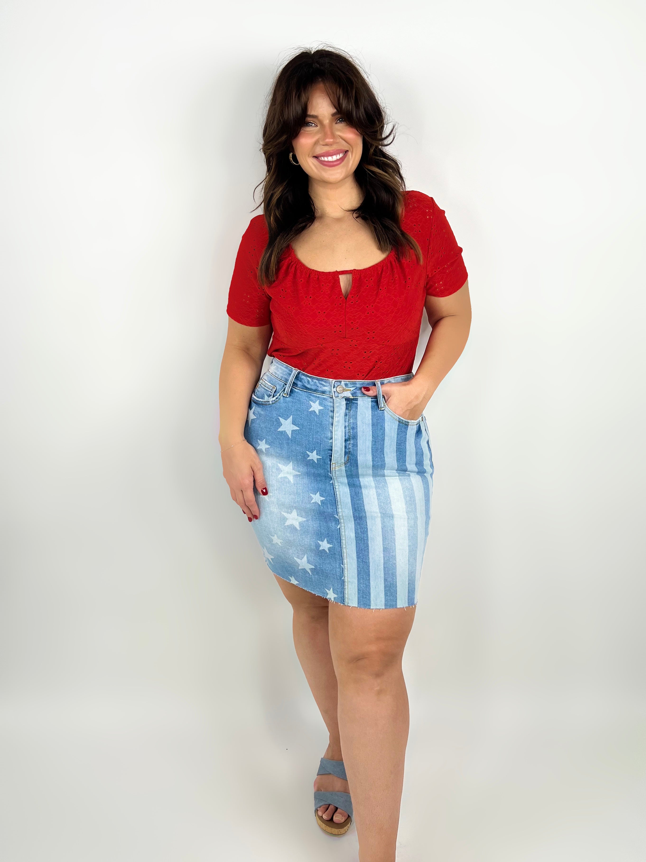 American Courtesy Skirt by Judy Blue-170 Skort/ Skirt-Judy Blue-Heathered Boho Boutique, Women's Fashion and Accessories in Palmetto, FL