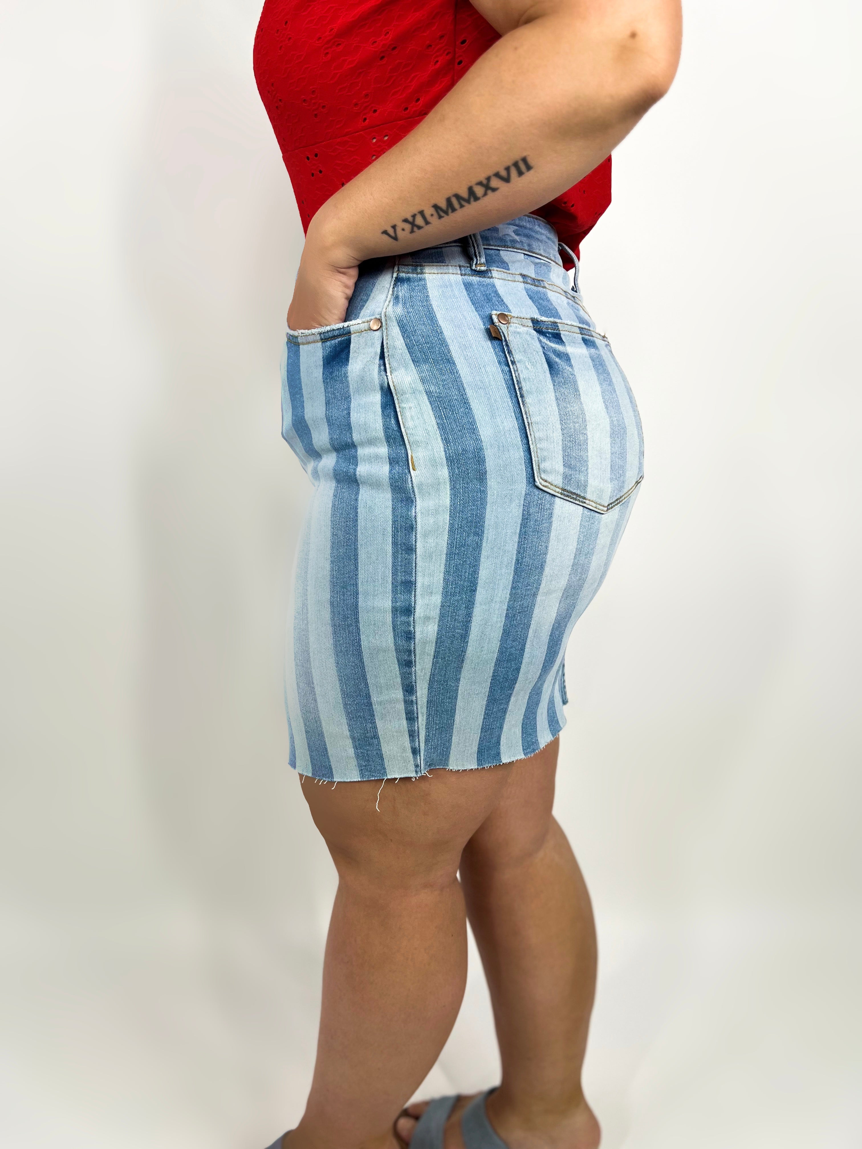 American Courtesy Skirt by Judy Blue-170 Skort/ Skirt-Judy Blue-Heathered Boho Boutique, Women's Fashion and Accessories in Palmetto, FL