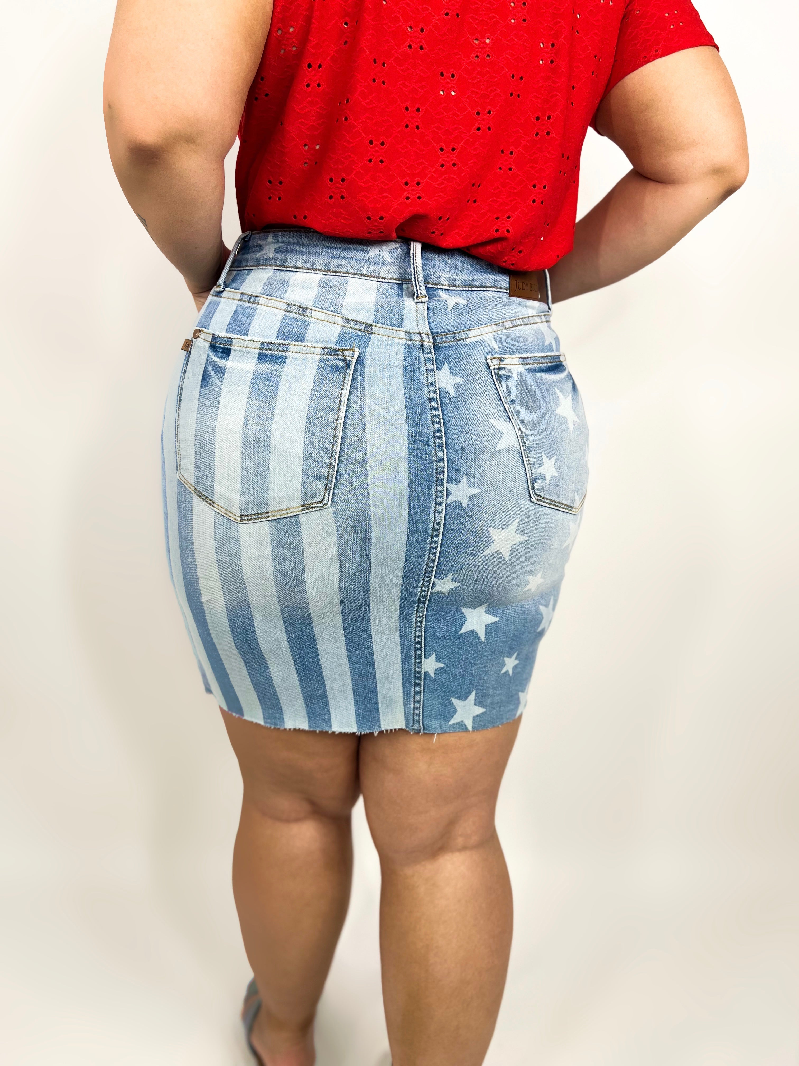 American Courtesy Skirt by Judy Blue-170 Skort/ Skirt-Judy Blue-Heathered Boho Boutique, Women's Fashion and Accessories in Palmetto, FL