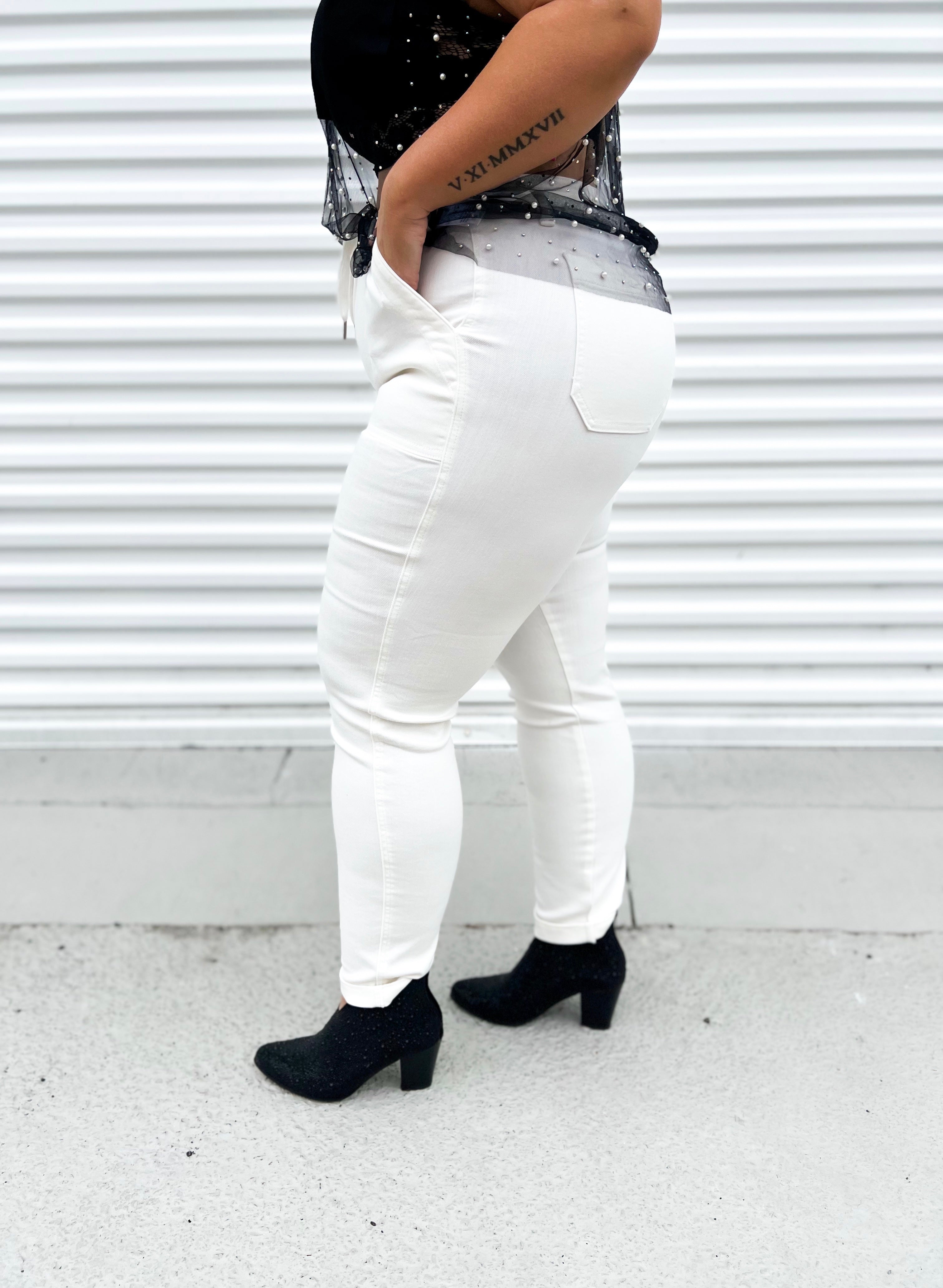 Breaking the Rules Denim Joggers by Judy Blue-190 Jeans-Judy Blue-Heathered Boho Boutique, Women's Fashion and Accessories in Palmetto, FL