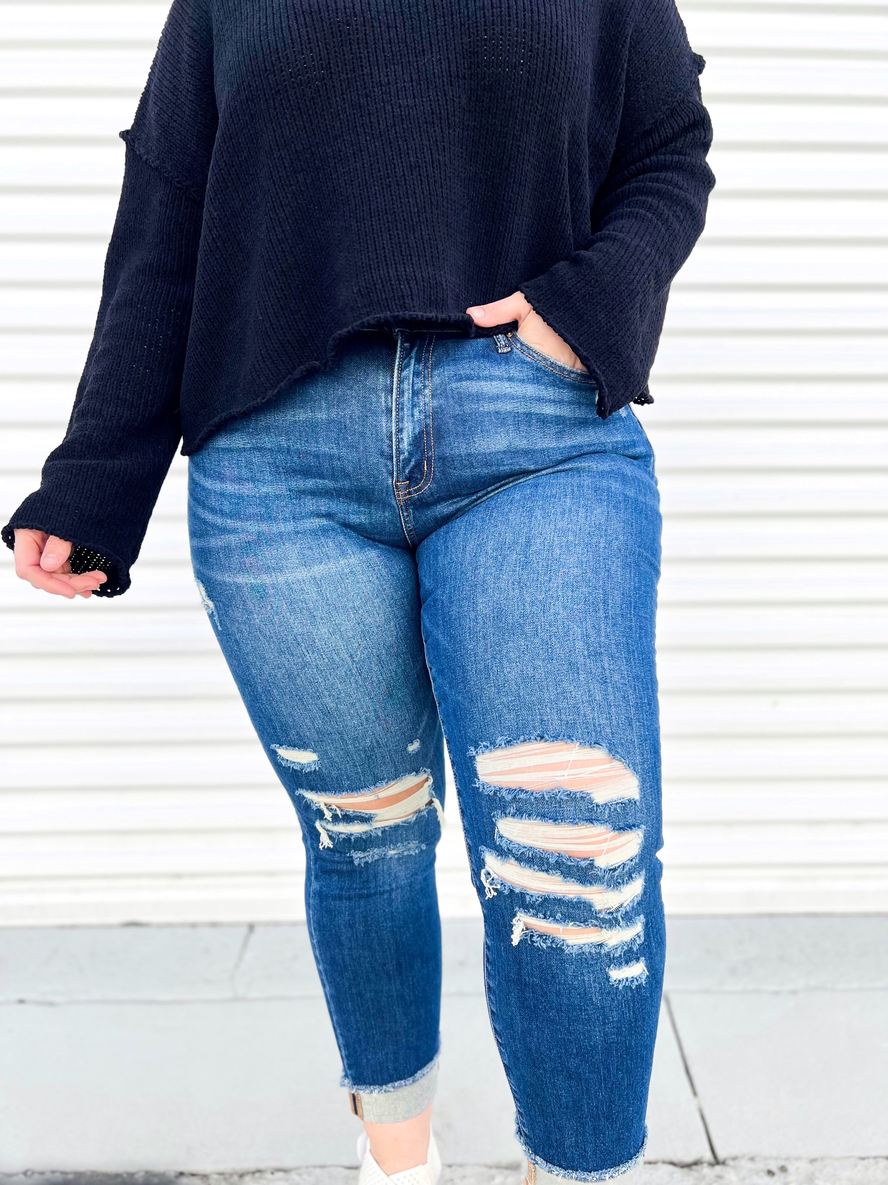 Get With It Boyfriend Jeans by Mica Denim-190 Jeans-Mica Denim-Heathered Boho Boutique, Women's Fashion and Accessories in Palmetto, FL