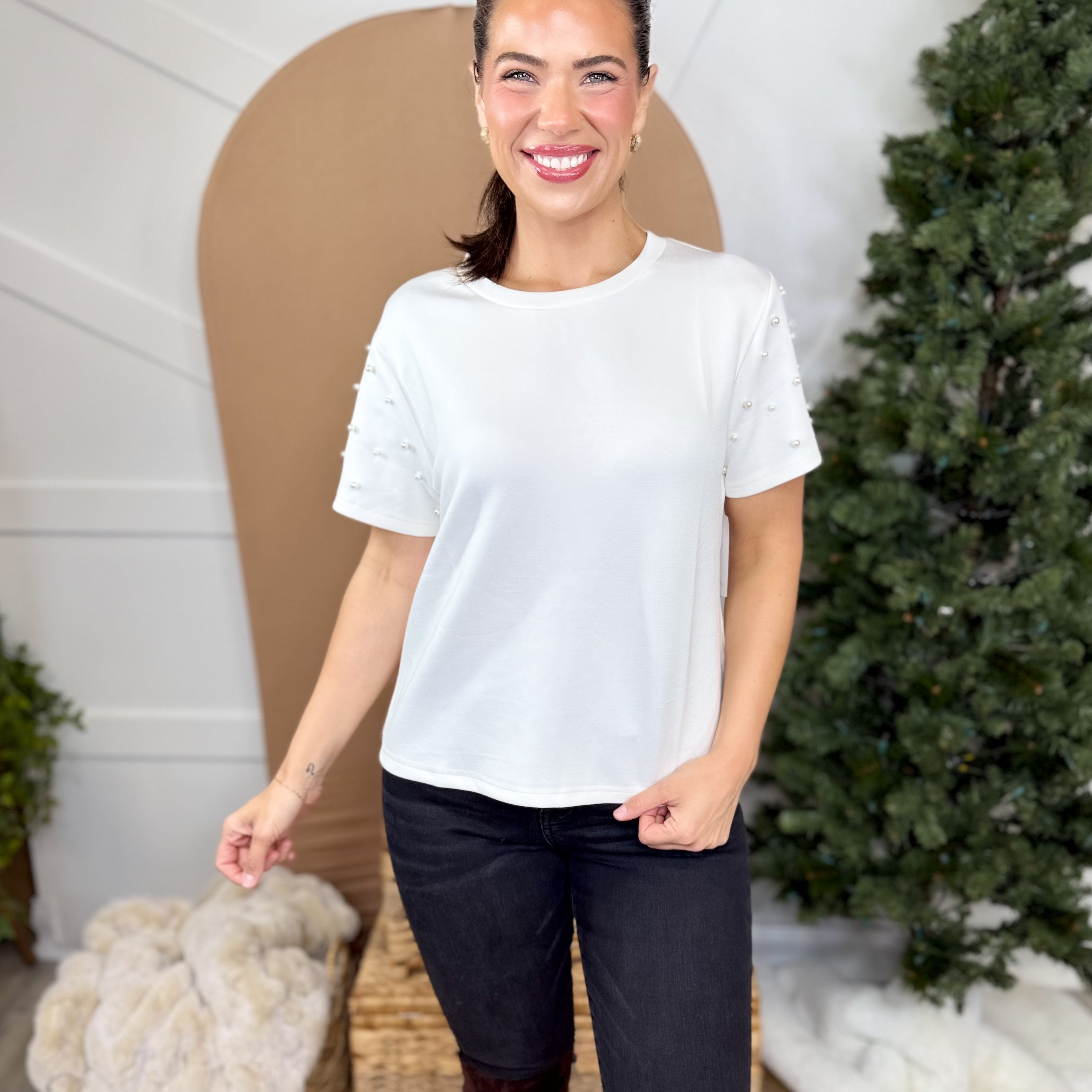 New Standards Top-110 SHORT SLEEVE TOP-SPIN USA-Heathered Boho Boutique, Women's Fashion and Accessories in Palmetto, FL