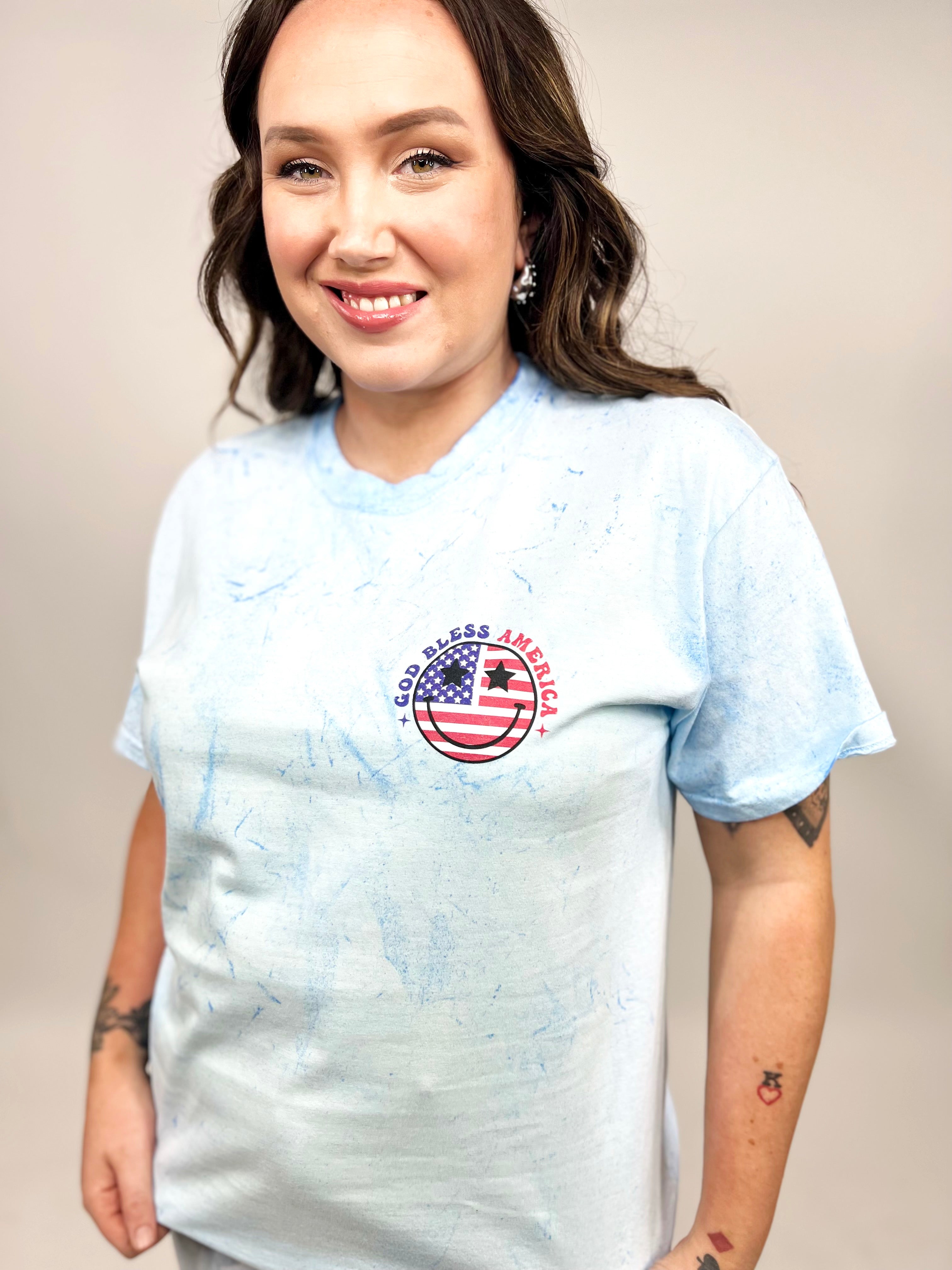 God Bless America Graphic Tee-130 Graphic Tees-Heathered Boho-Heathered Boho Boutique, Women's Fashion and Accessories in Palmetto, FL