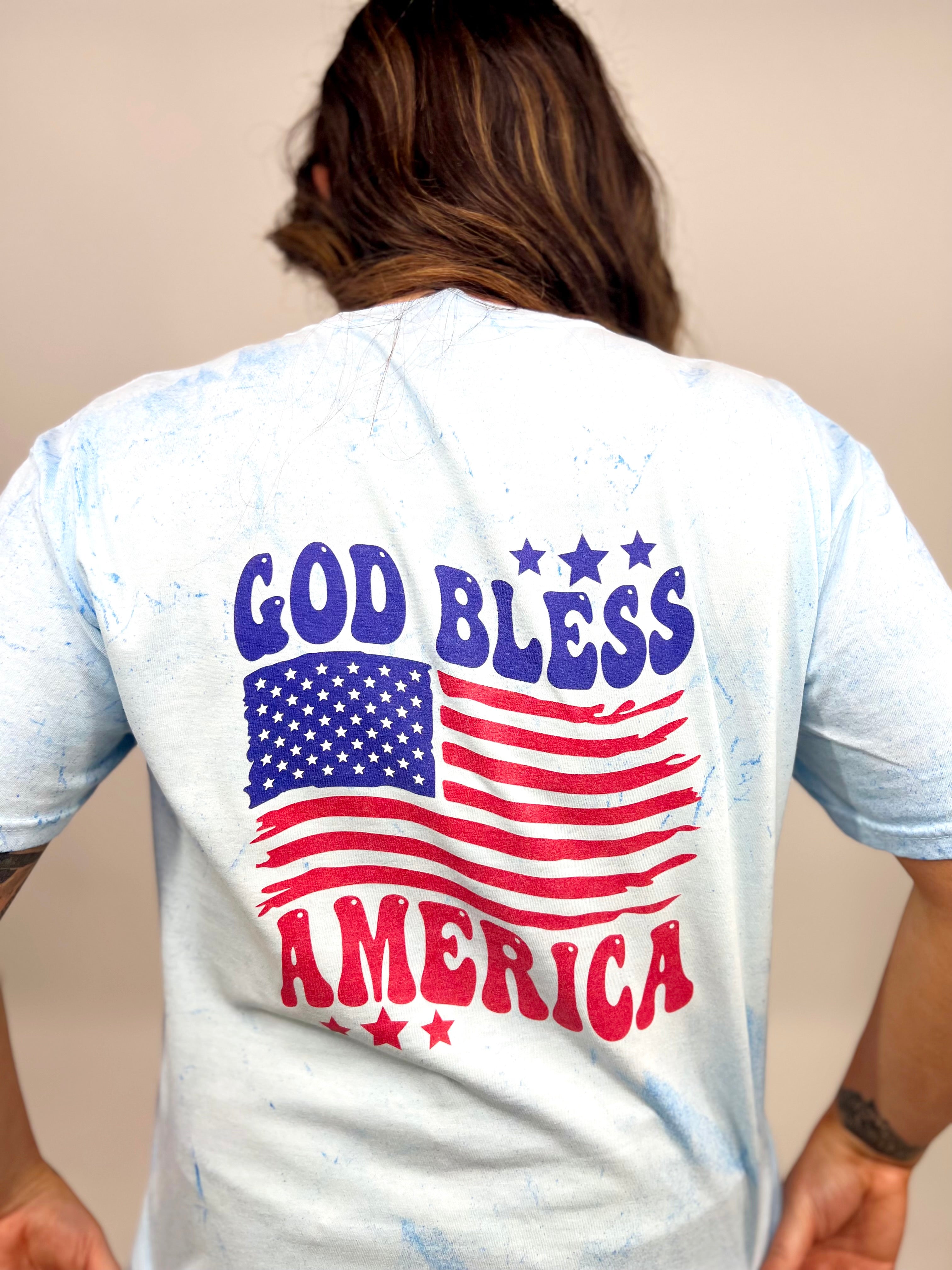 God Bless America Graphic Tee-130 Graphic Tees-Heathered Boho-Heathered Boho Boutique, Women's Fashion and Accessories in Palmetto, FL