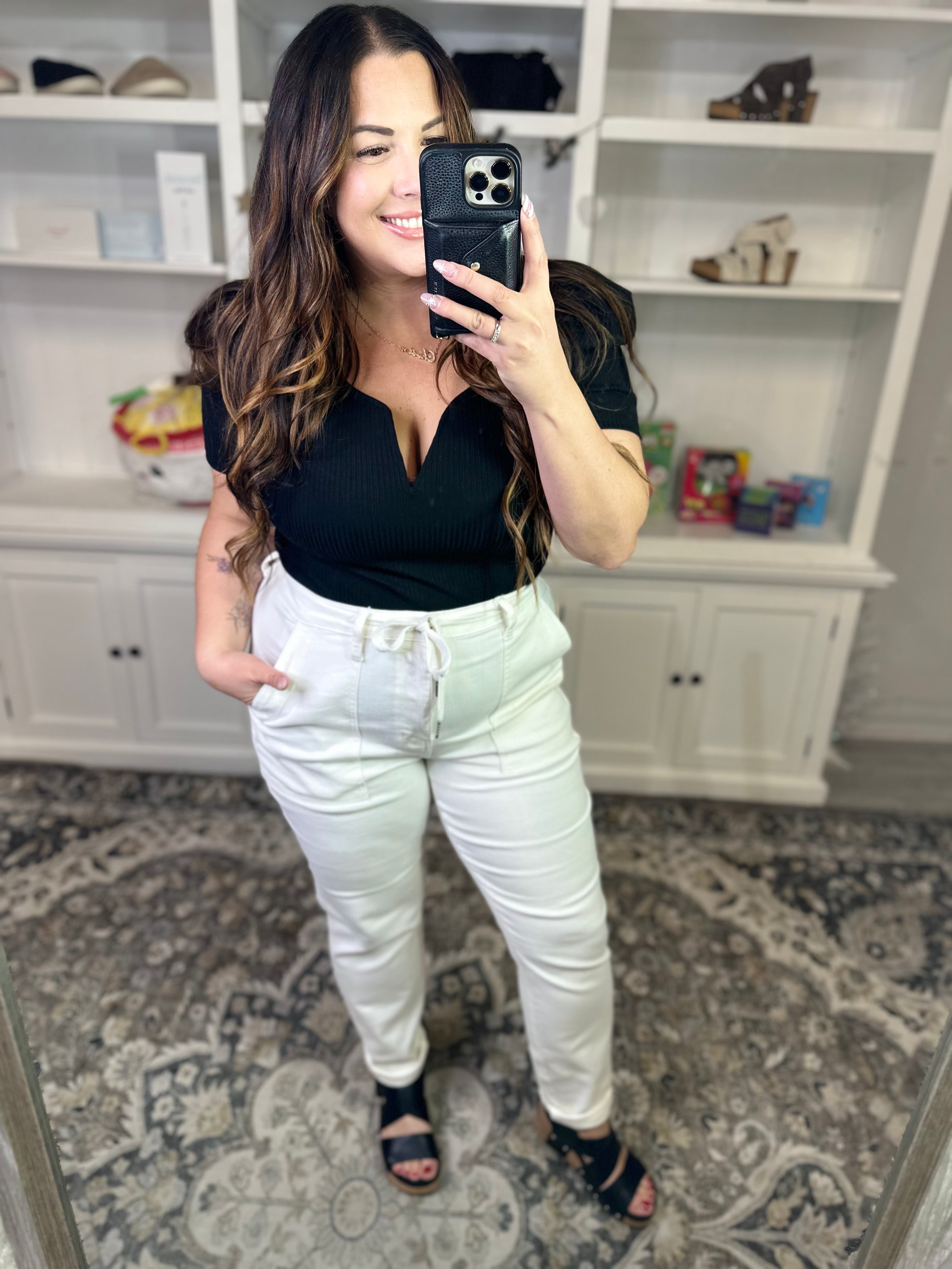 Breaking the Rules Denim Joggers by Judy Blue-190 Jeans-Judy Blue-Heathered Boho Boutique, Women's Fashion and Accessories in Palmetto, FL