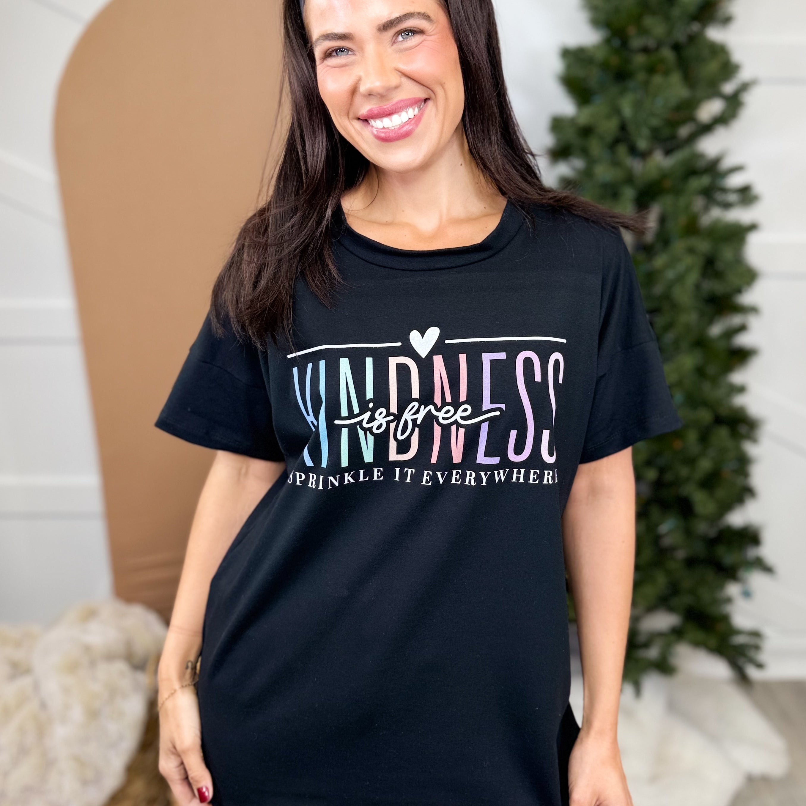 The Ex Kindness Is Free Graphic Tee-130 Graphic Tees-Heathered Boho-Heathered Boho Boutique, Women's Fashion and Accessories in Palmetto, FL