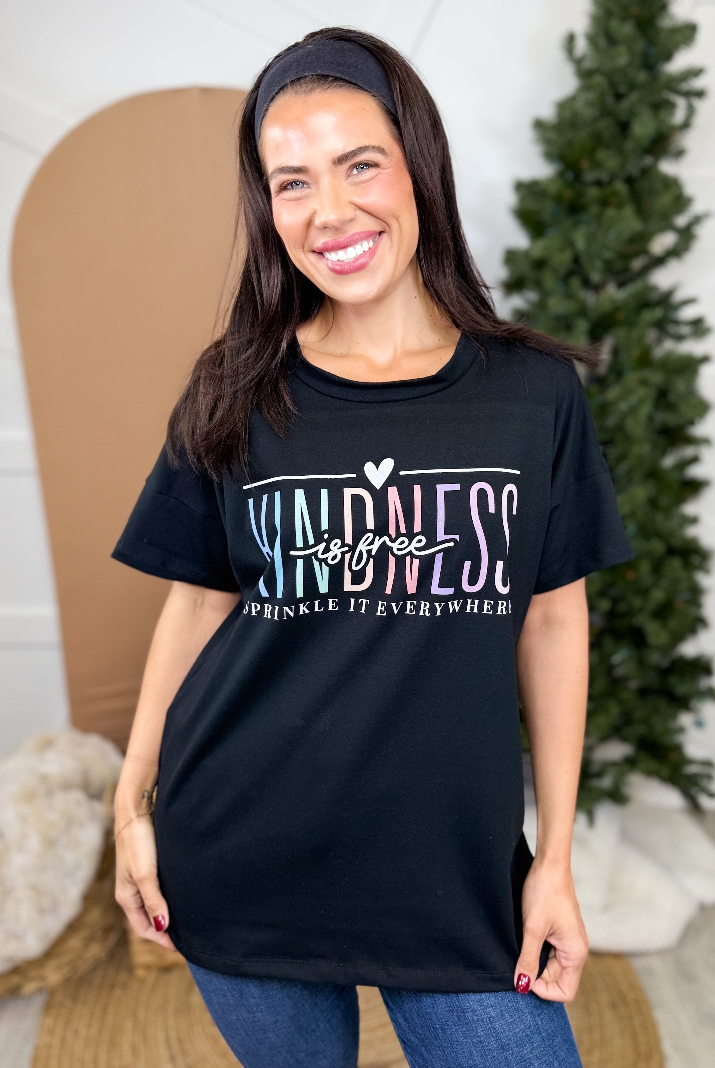 The Ex Kindness Is Free Graphic Tee-130 Graphic Tees-Heathered Boho-Heathered Boho Boutique, Women's Fashion and Accessories in Palmetto, FL