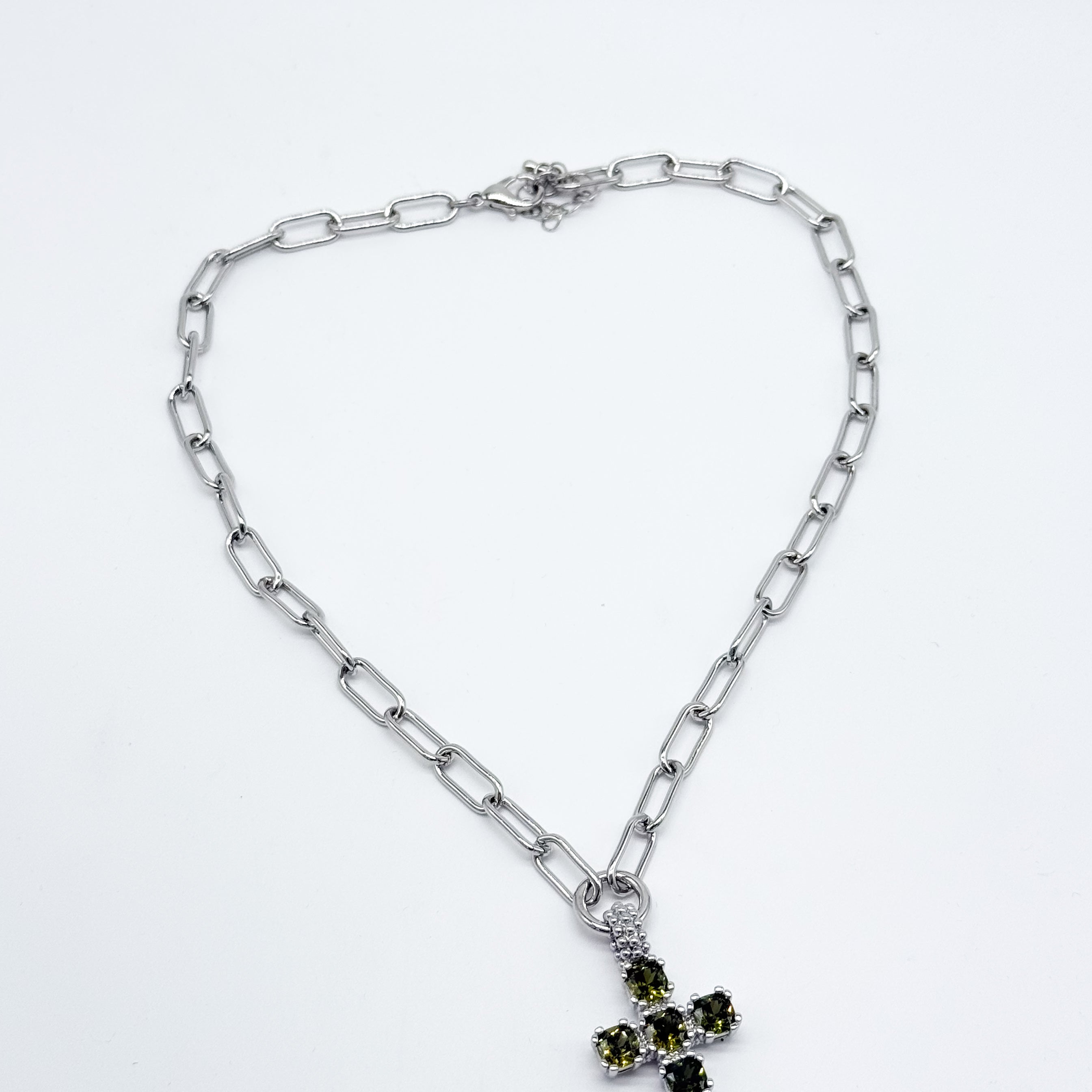 Colored Cross Necklace - Silver-310 Jewelry-Millenx Accessories, LLC.-Heathered Boho Boutique, Women's Fashion and Accessories in Palmetto, FL