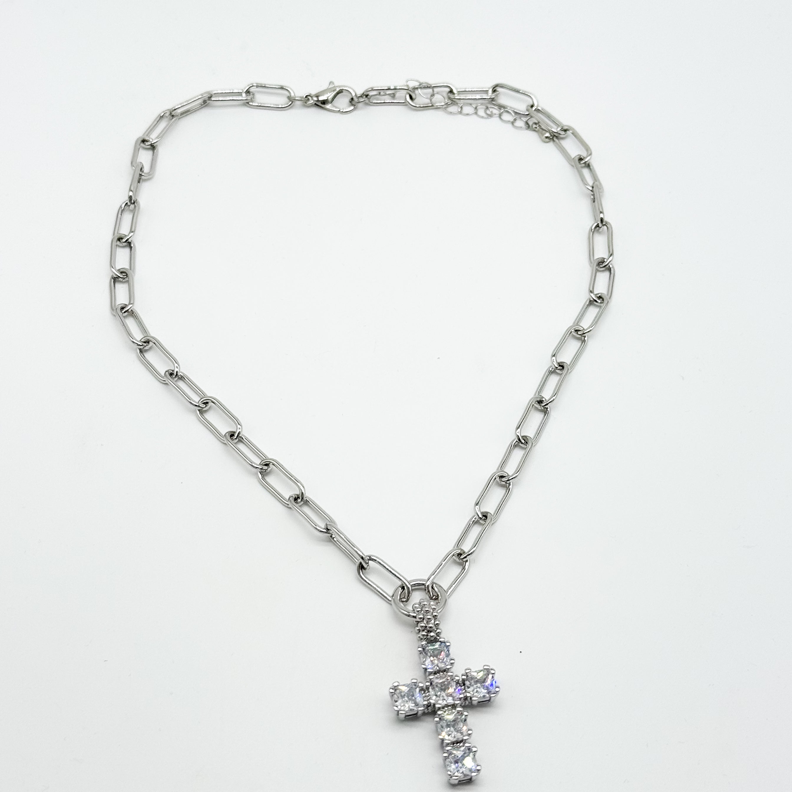 Colored Cross Necklace - Silver-310 Jewelry-Millenx Accessories, LLC.-Heathered Boho Boutique, Women's Fashion and Accessories in Palmetto, FL