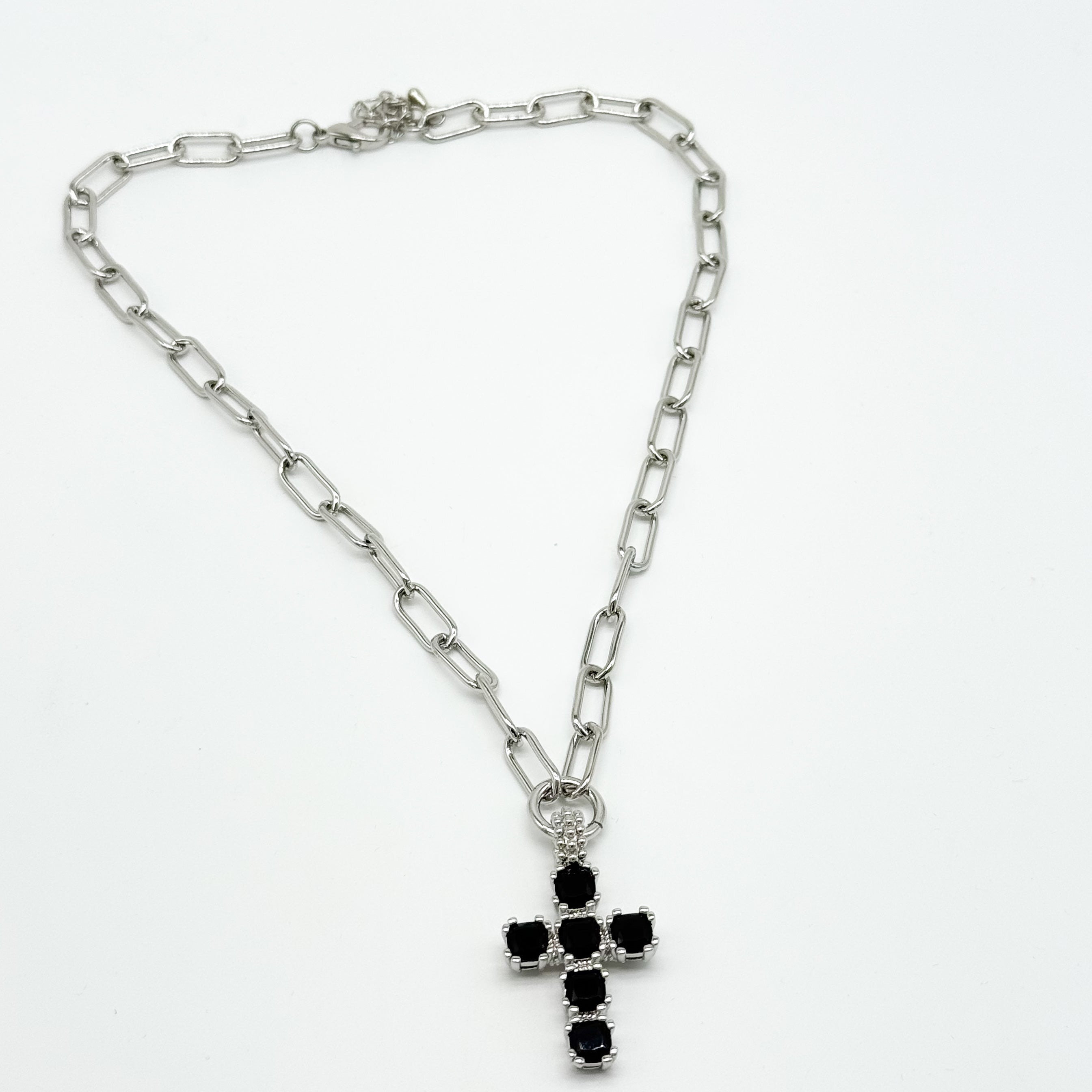 Colored Cross Necklace - Silver-310 Jewelry-Millenx Accessories, LLC.-Heathered Boho Boutique, Women's Fashion and Accessories in Palmetto, FL