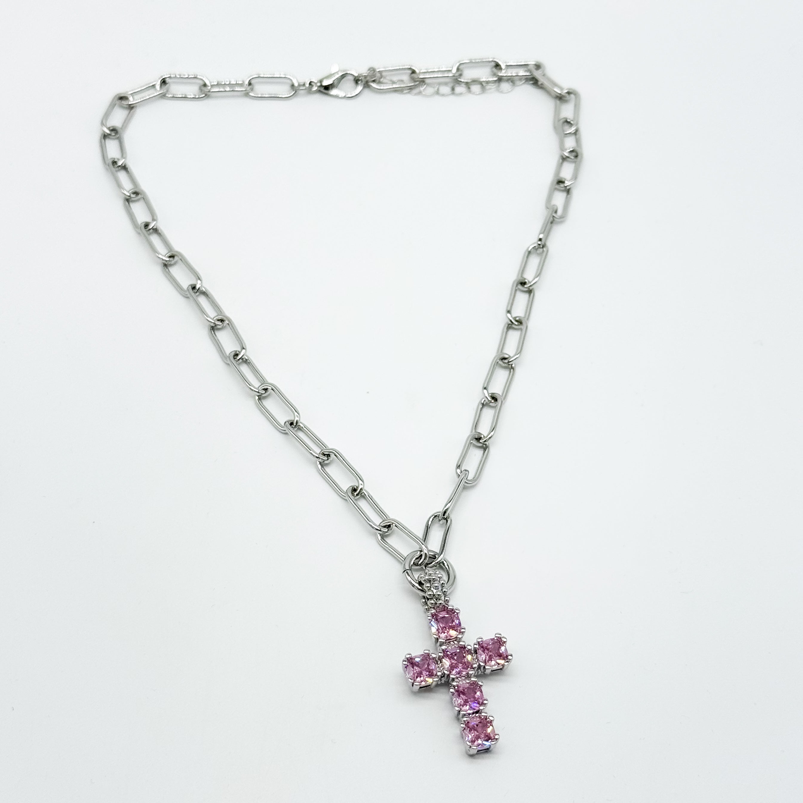 Colored Cross Necklace - Silver-310 Jewelry-Millenx Accessories, LLC.-Heathered Boho Boutique, Women's Fashion and Accessories in Palmetto, FL