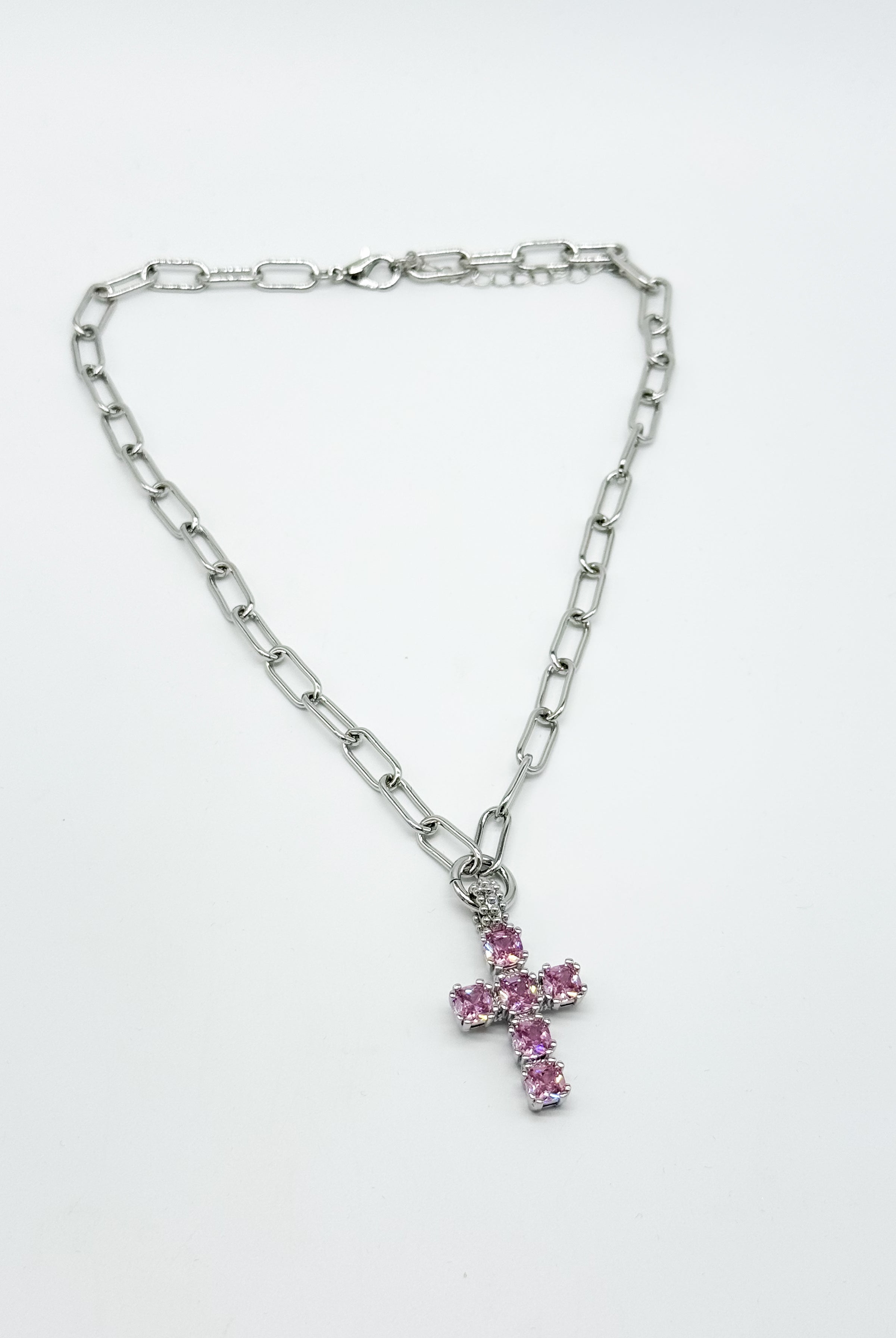 Colored Cross Necklace - Silver-310 Jewelry-Millenx Accessories, LLC.-Heathered Boho Boutique, Women's Fashion and Accessories in Palmetto, FL