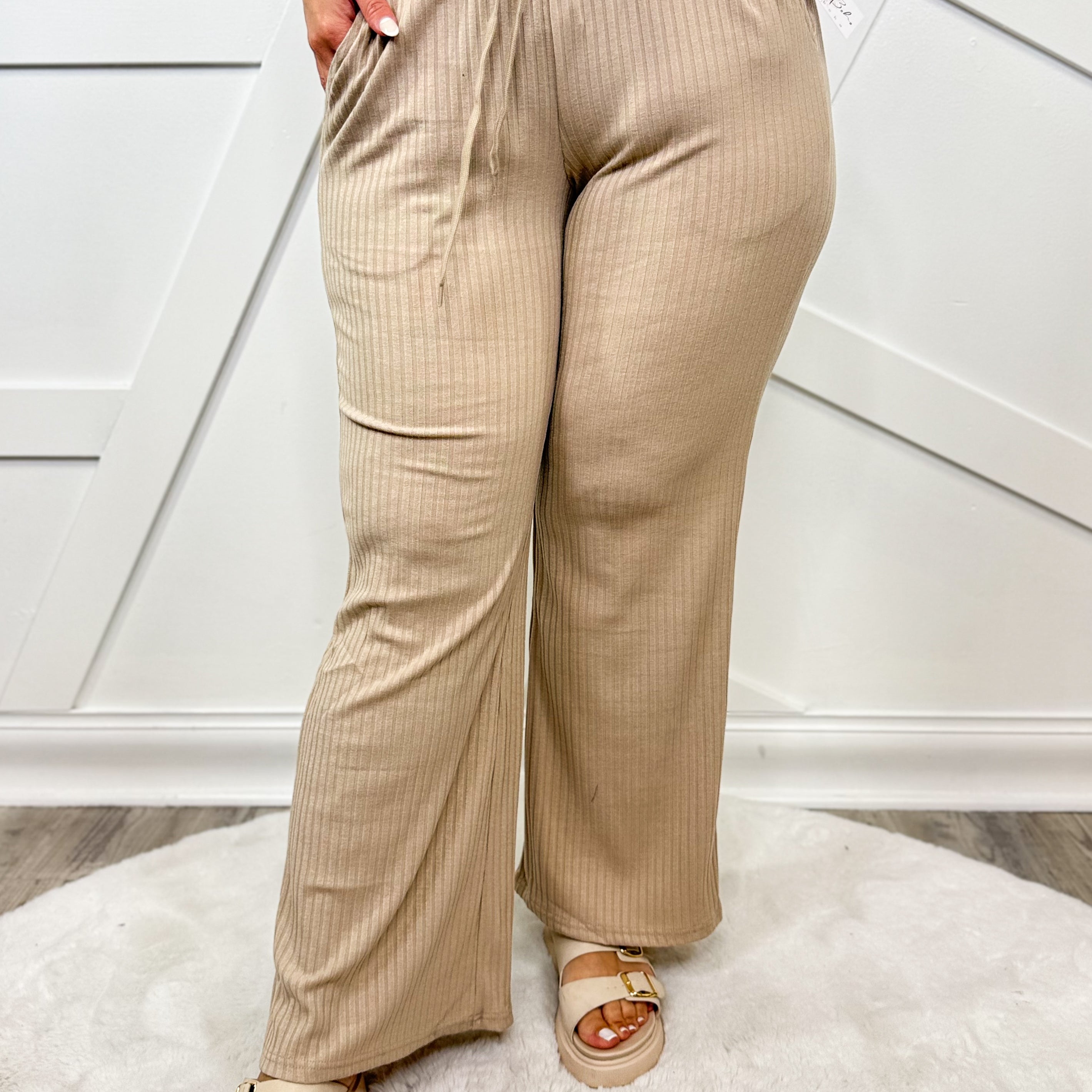 Varsity Vogue Pants-150 PANTS-White Birch-Heathered Boho Boutique, Women's Fashion and Accessories in Palmetto, FL
