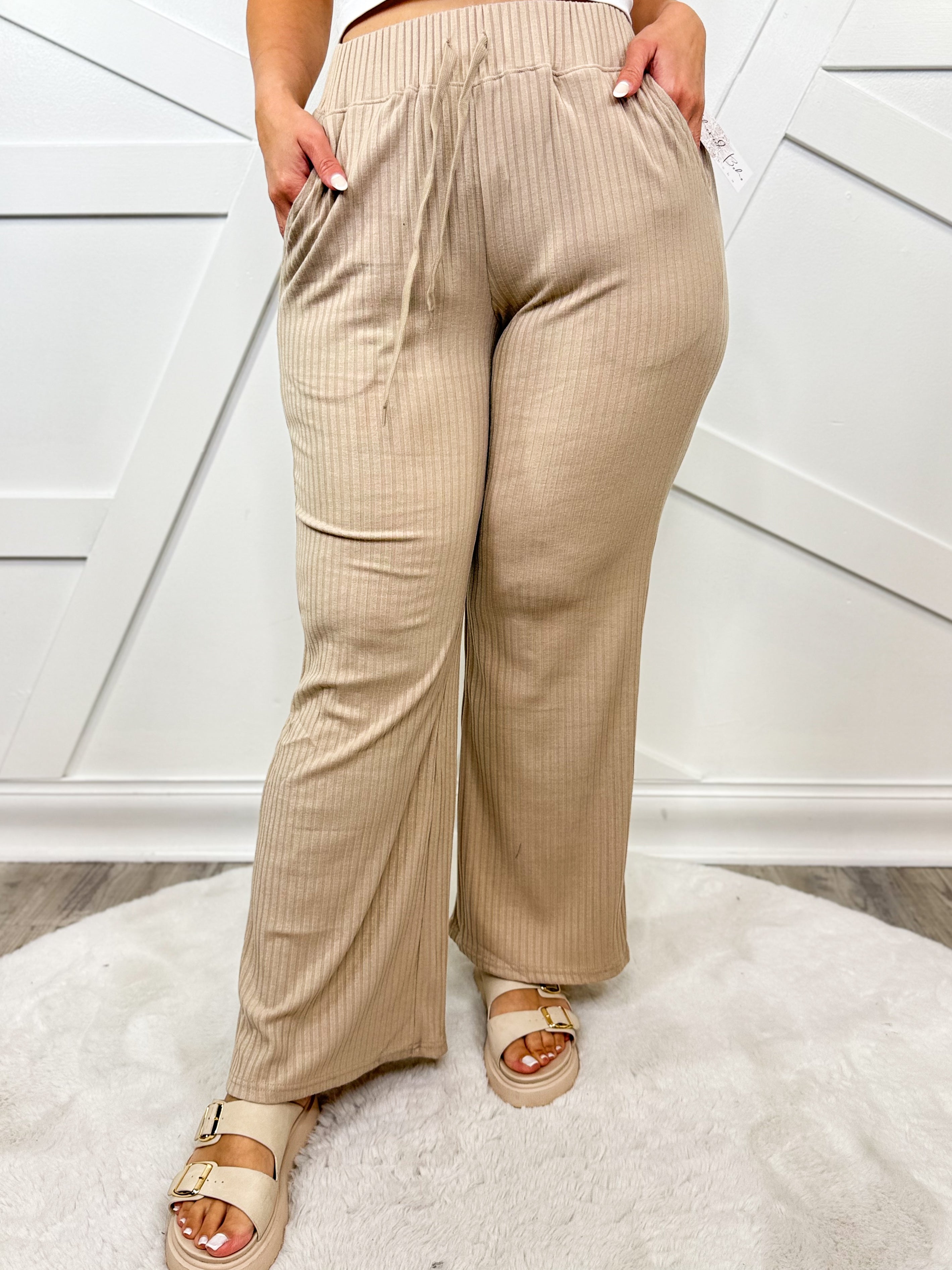 Varsity Vogue Pants-150 PANTS-White Birch-Heathered Boho Boutique, Women's Fashion and Accessories in Palmetto, FL
