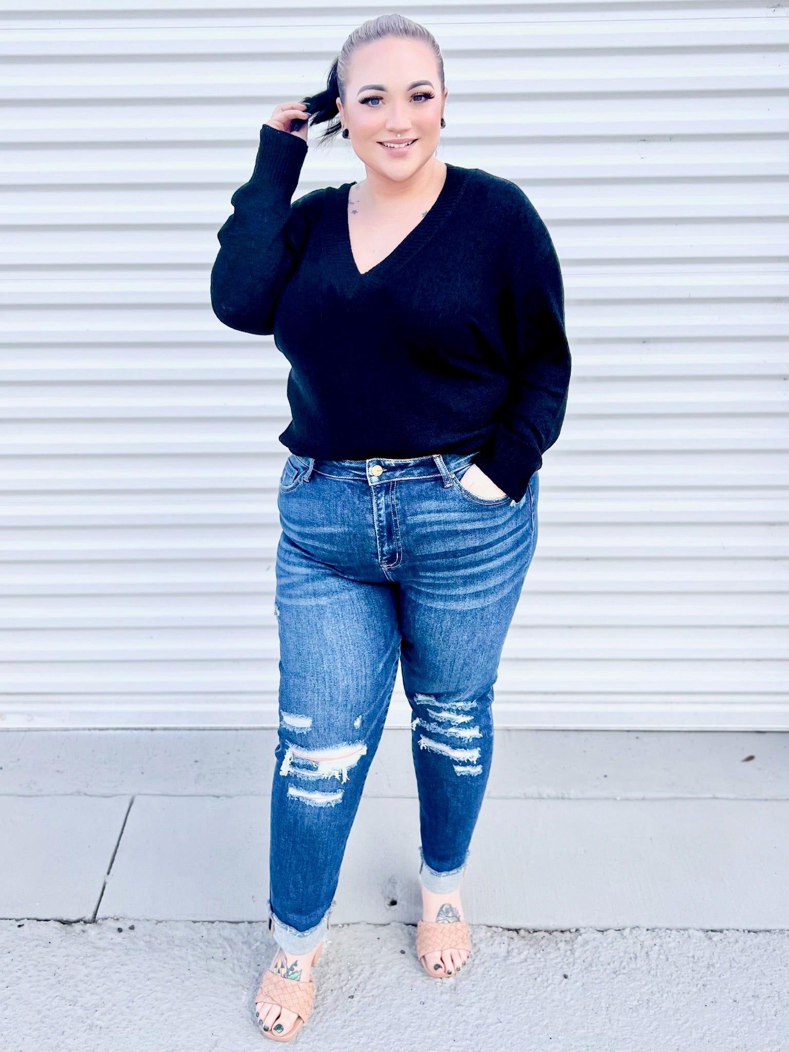 Get With It Boyfriend Jeans by Mica Denim-190 Jeans-Mica Denim-Heathered Boho Boutique, Women's Fashion and Accessories in Palmetto, FL