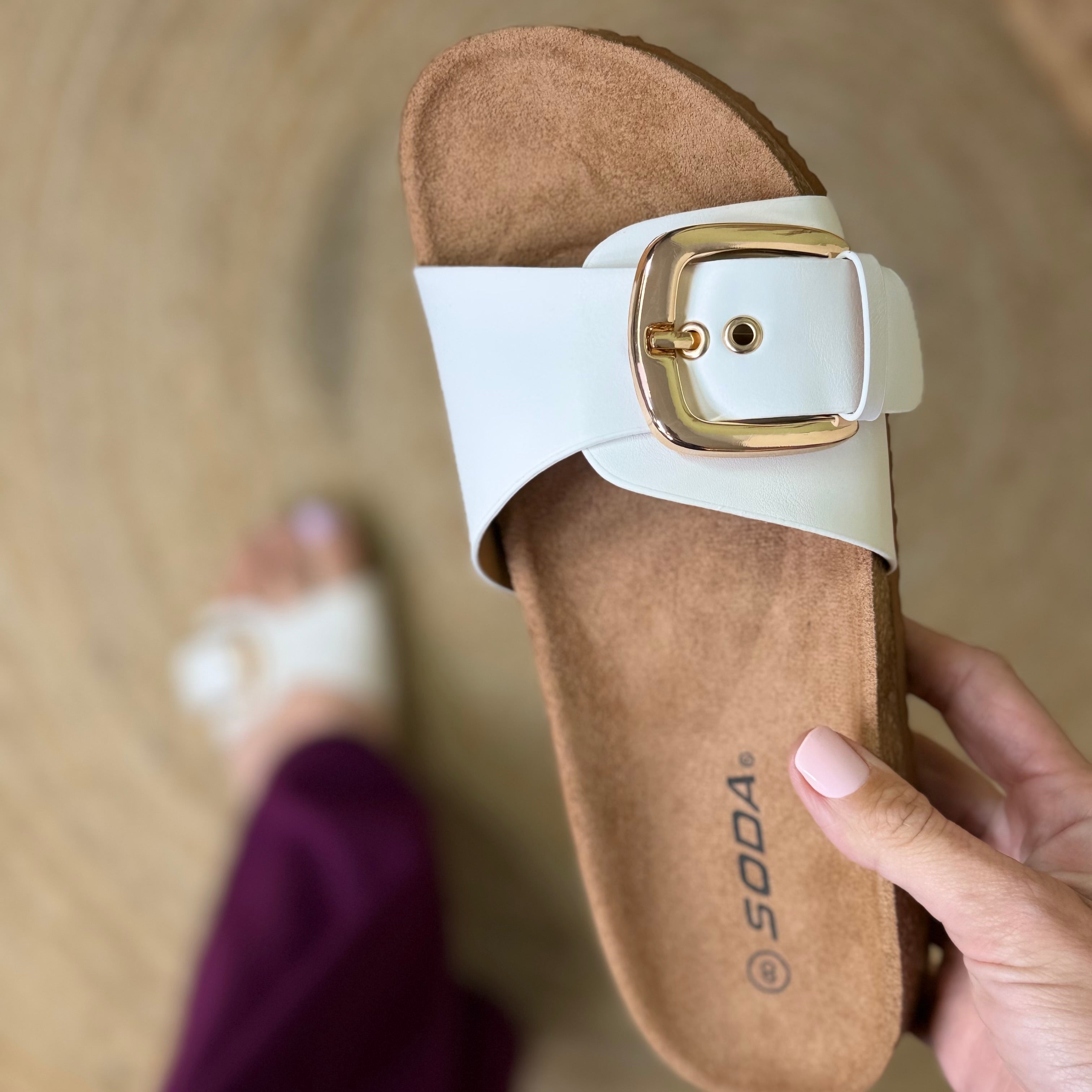Seaside Chic Buckle Slides-350 SHOES-FORTUNE DYNAMIC-Heathered Boho Boutique, Women's Fashion and Accessories in Palmetto, FL