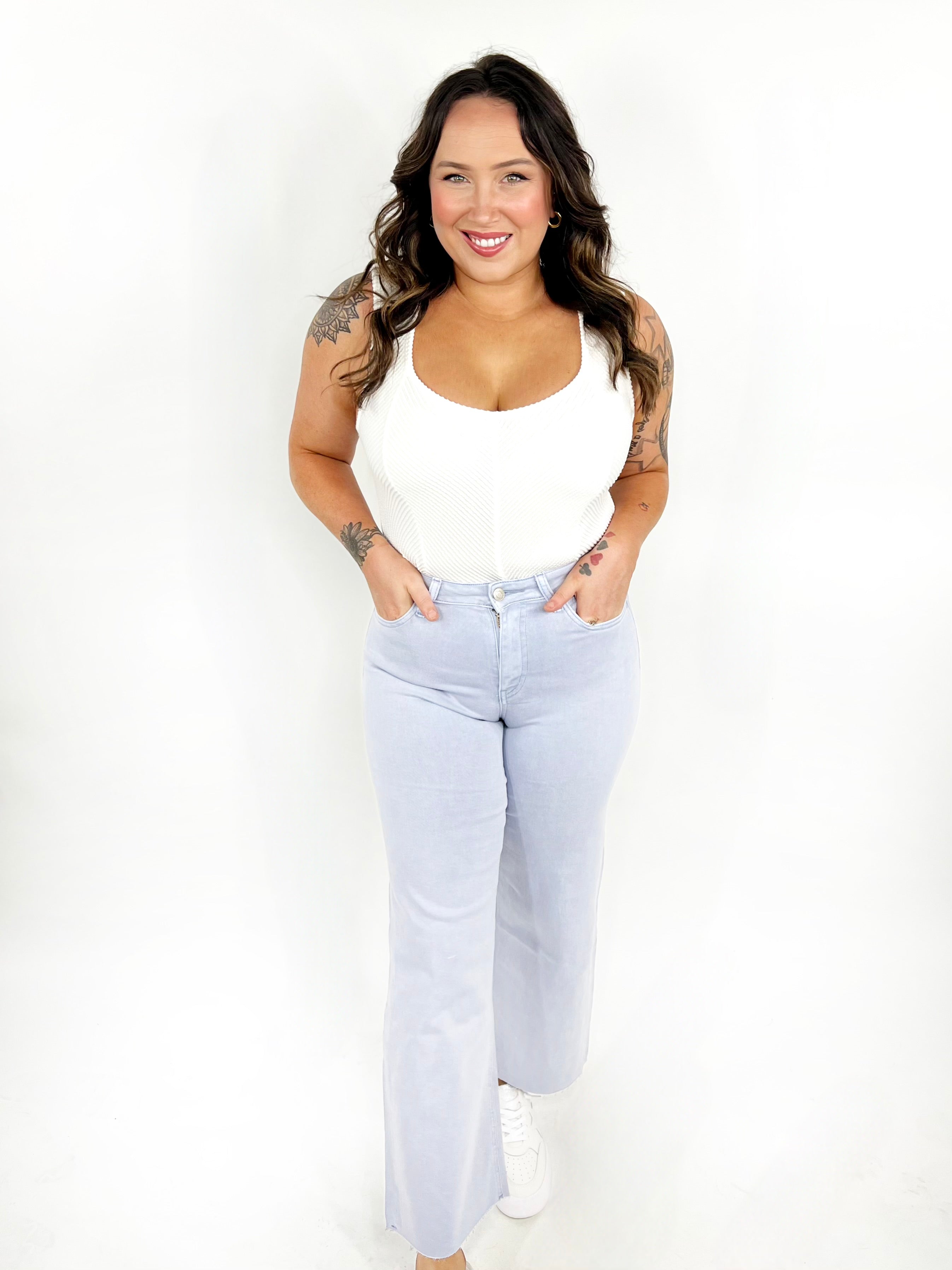 Grey Dawn Wide Leg Jeans-190 Jeans-Vervet-Heathered Boho Boutique, Women's Fashion and Accessories in Palmetto, FL