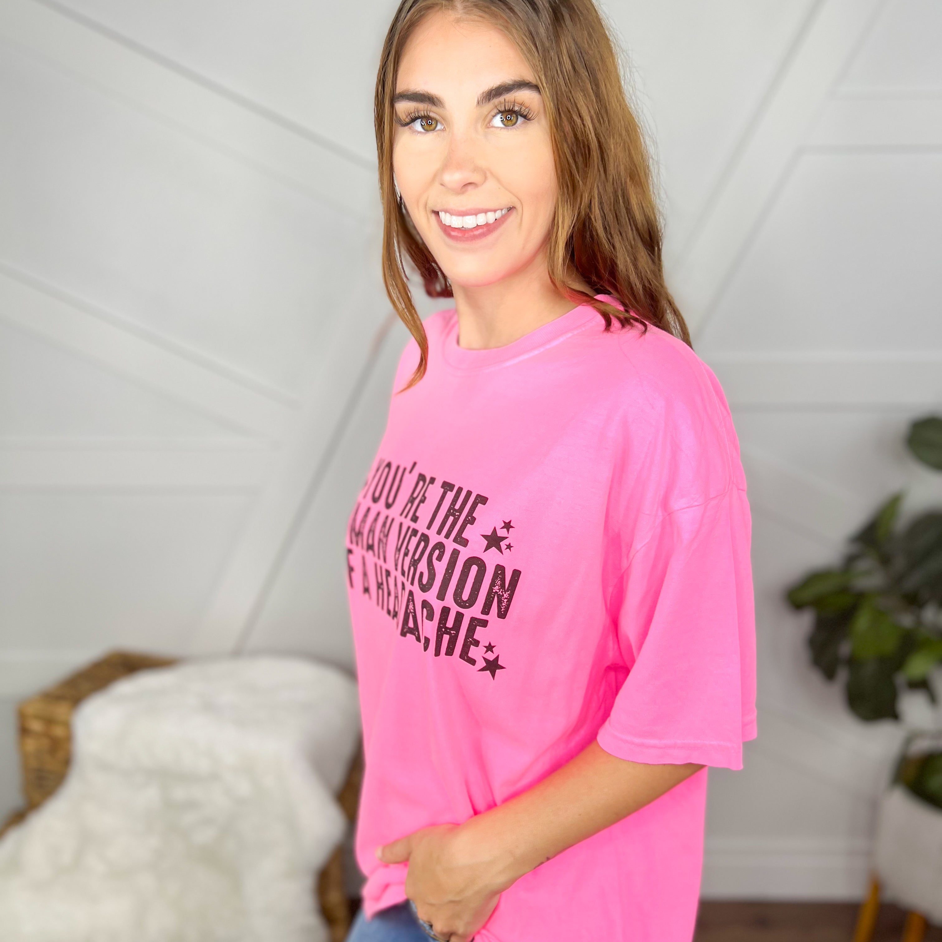 Human Version of a Headache Graphic Tee-130 Graphic Tees-Heathered Boho-Heathered Boho Boutique, Women's Fashion and Accessories in Palmetto, FL