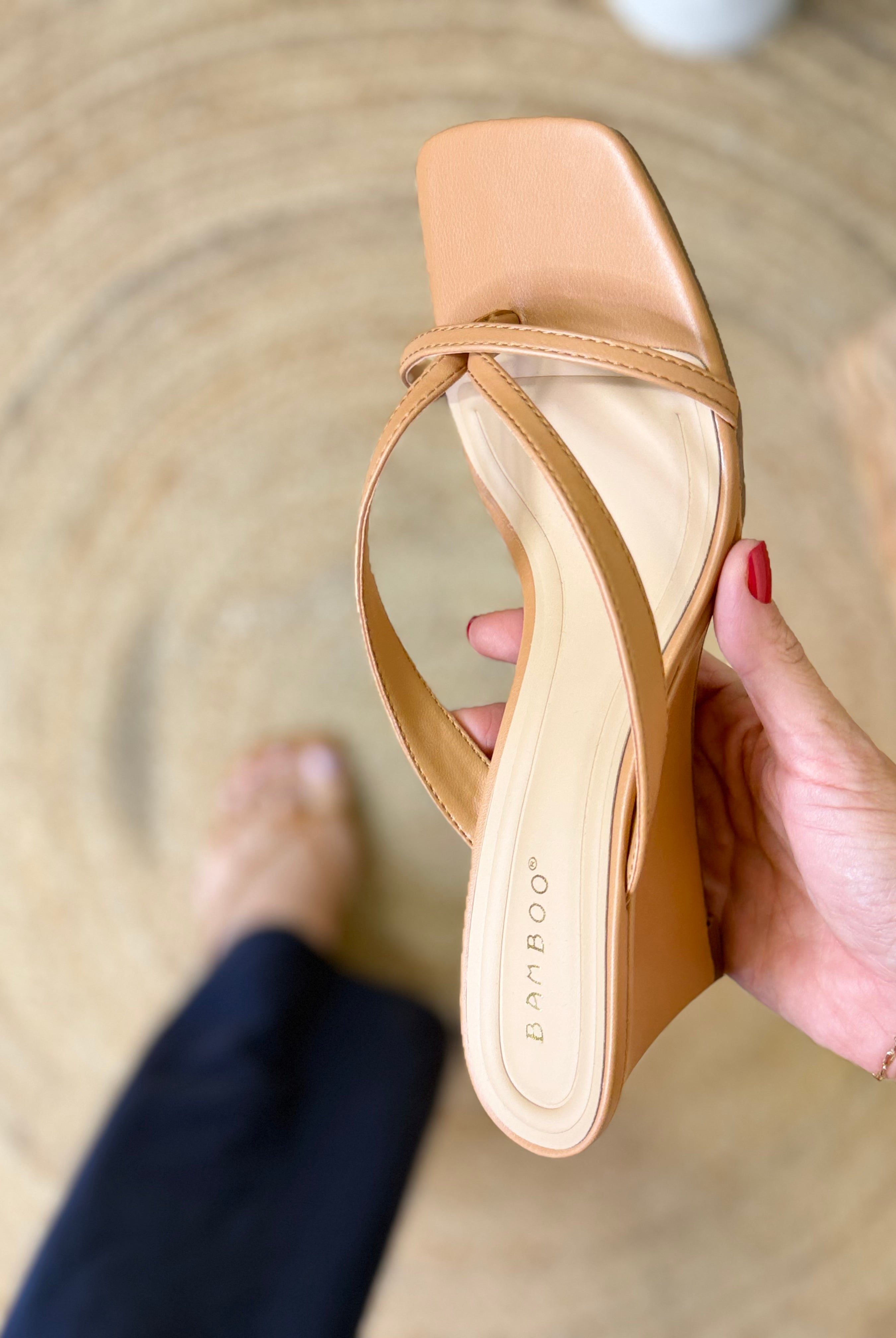 Isla Thong Wedges - Tan-350 SHOES-JPO SHOES-Heathered Boho Boutique, Women's Fashion and Accessories in Palmetto, FL