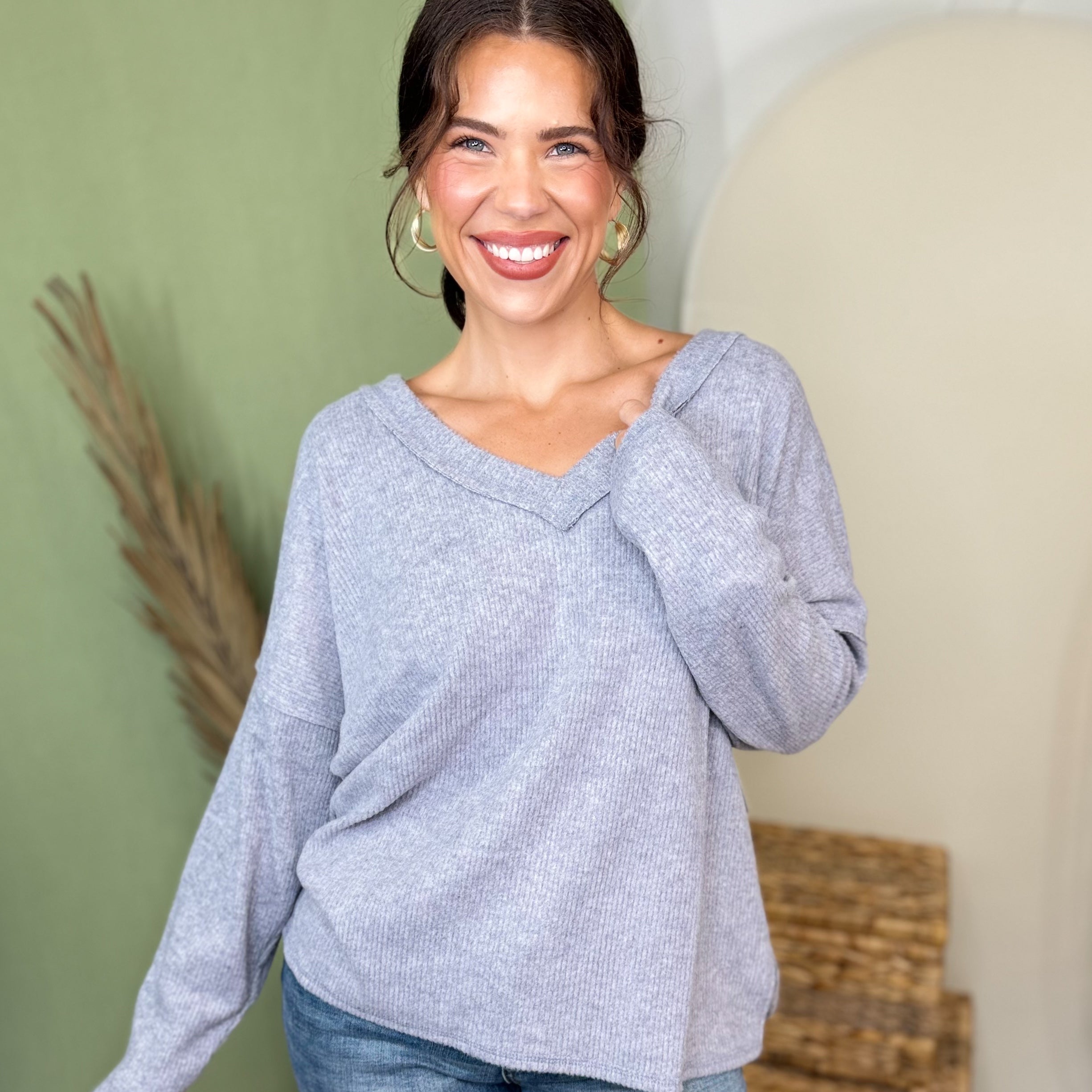 Weekend Comfort Ribbed Top-120 LONG SLEEVE TOPS-ZENANA-Heathered Boho Boutique, Women's Fashion and Accessories in Palmetto, FL