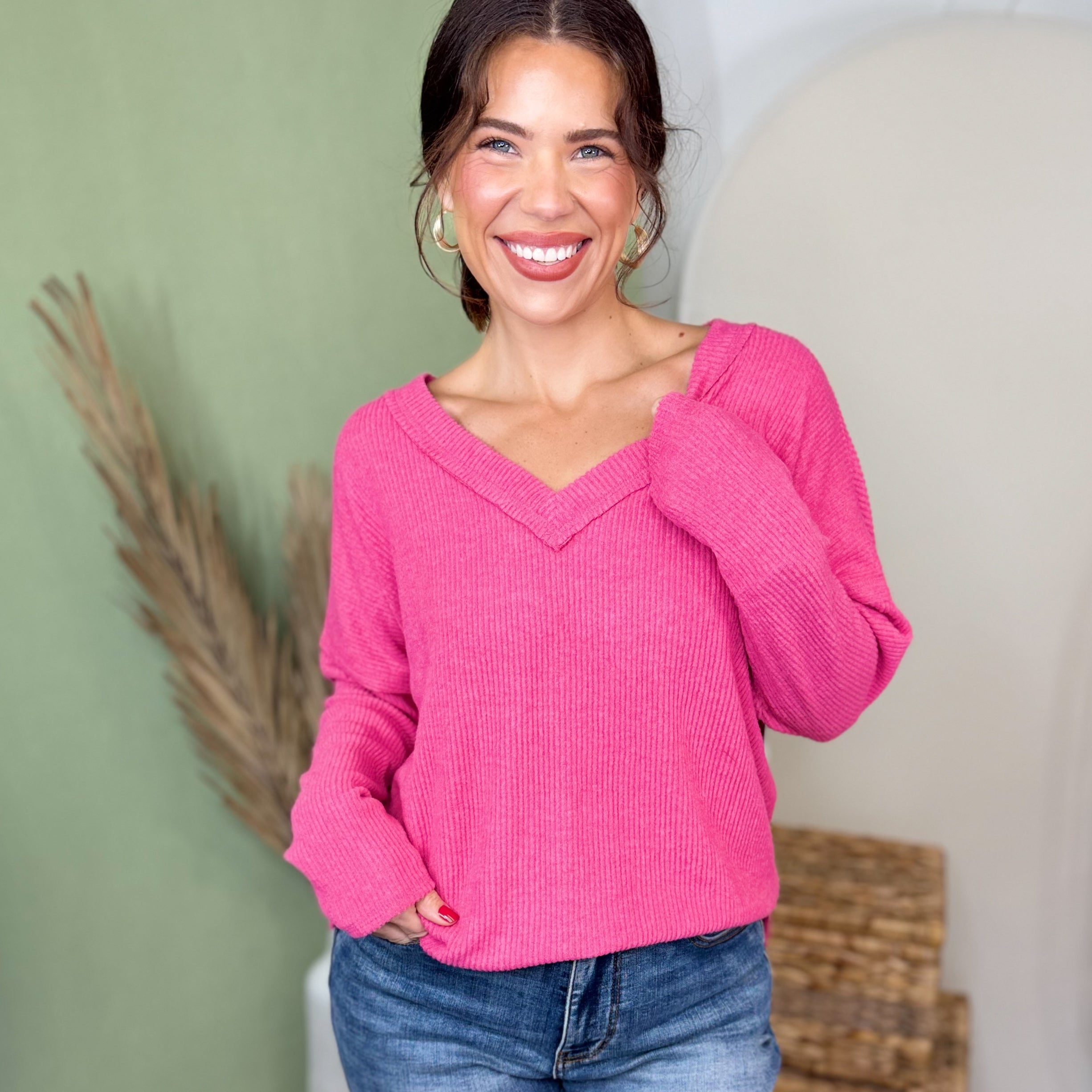 Weekend Comfort Ribbed Top-120 LONG SLEEVE TOPS-ZENANA-Heathered Boho Boutique, Women's Fashion and Accessories in Palmetto, FL