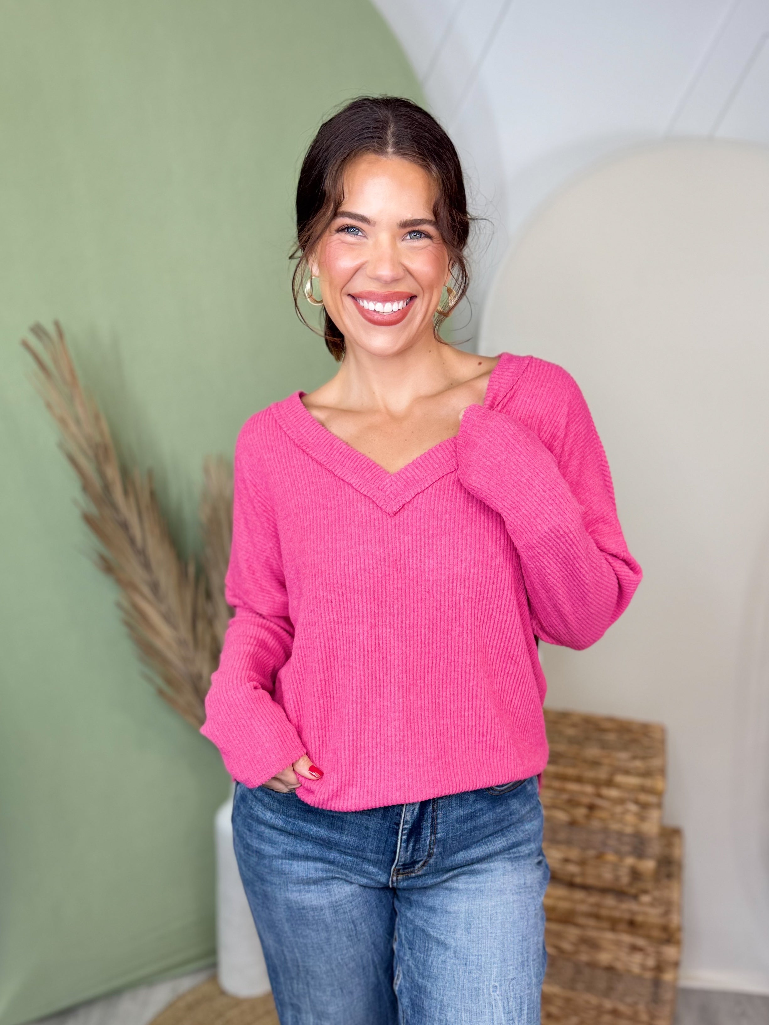 Weekend Comfort Ribbed Top-120 LONG SLEEVE TOPS-ZENANA-Heathered Boho Boutique, Women's Fashion and Accessories in Palmetto, FL