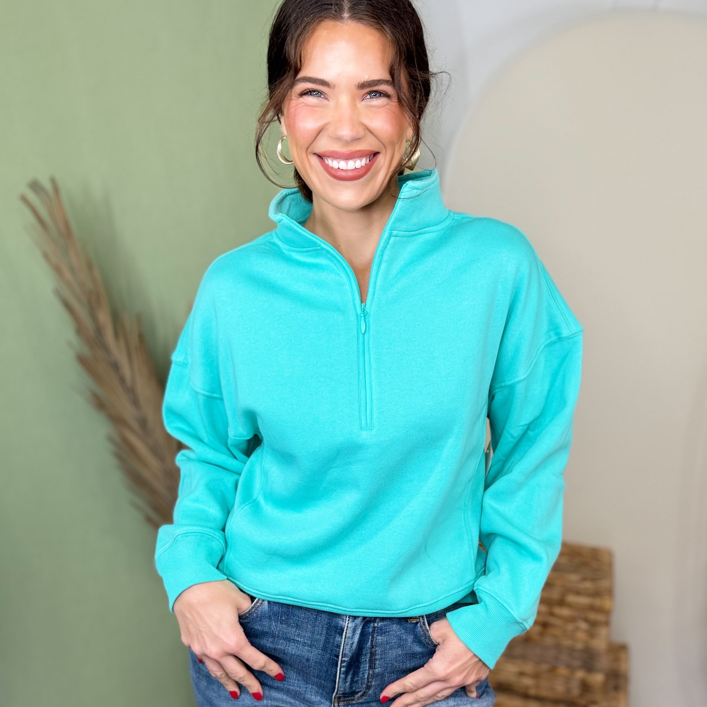 Summit Cozy Half-Zip Jacket-200 JACKETS/SHACKETS-ZENANA-Heathered Boho Boutique, Women's Fashion and Accessories in Palmetto, FL