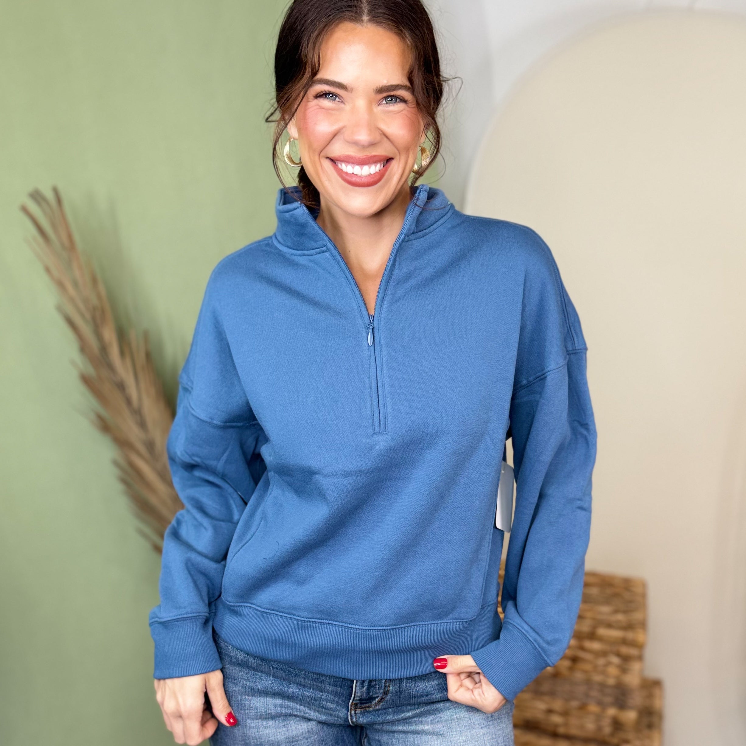 Summit Cozy Half-Zip Jacket-200 JACKETS/SHACKETS-ZENANA-Heathered Boho Boutique, Women's Fashion and Accessories in Palmetto, FL