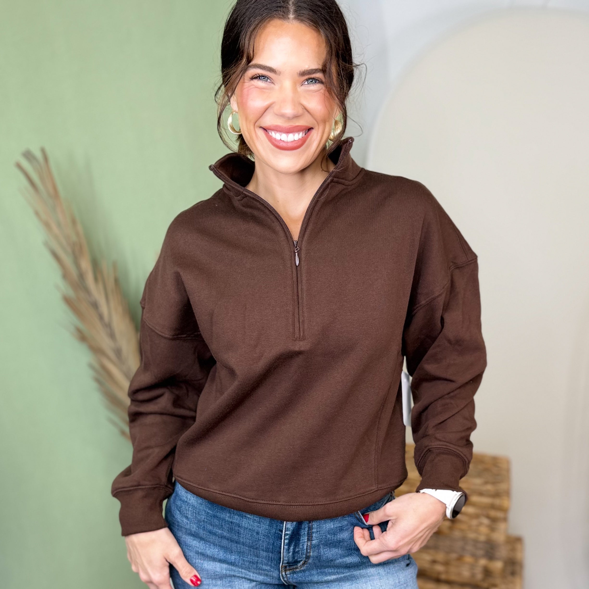 Summit Cozy Half-Zip Jacket-200 JACKETS/SHACKETS-ZENANA-Heathered Boho Boutique, Women's Fashion and Accessories in Palmetto, FL
