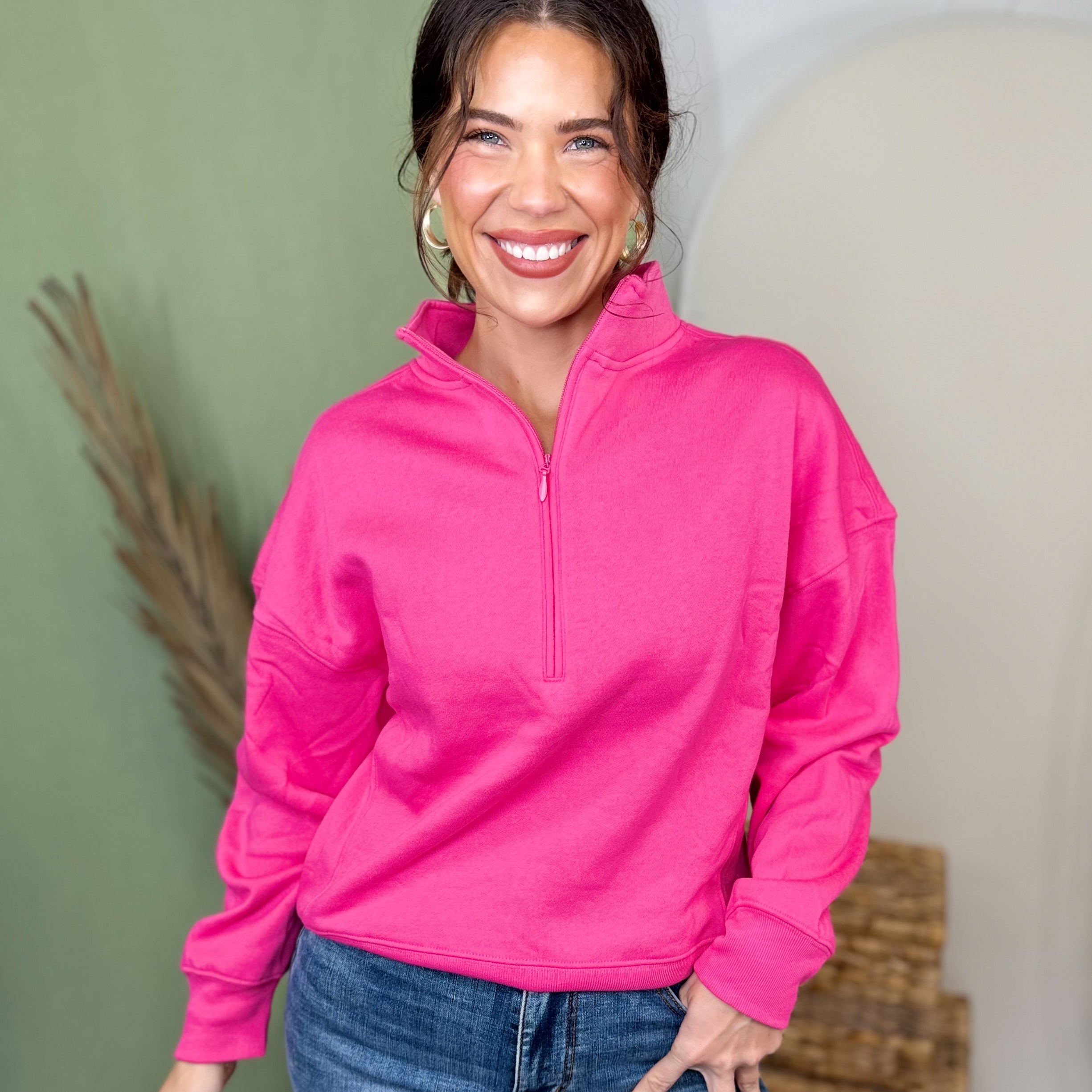 Summit Cozy Half-Zip Jacket-200 JACKETS/SHACKETS-ZENANA-Heathered Boho Boutique, Women's Fashion and Accessories in Palmetto, FL