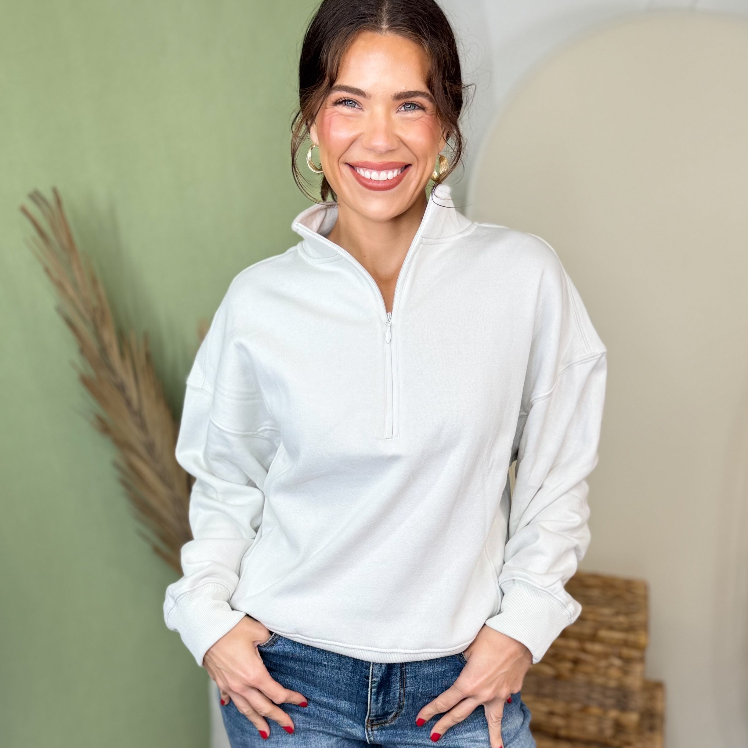 Summit Cozy Half-Zip Jacket-200 JACKETS/SHACKETS-ZENANA-Heathered Boho Boutique, Women's Fashion and Accessories in Palmetto, FL