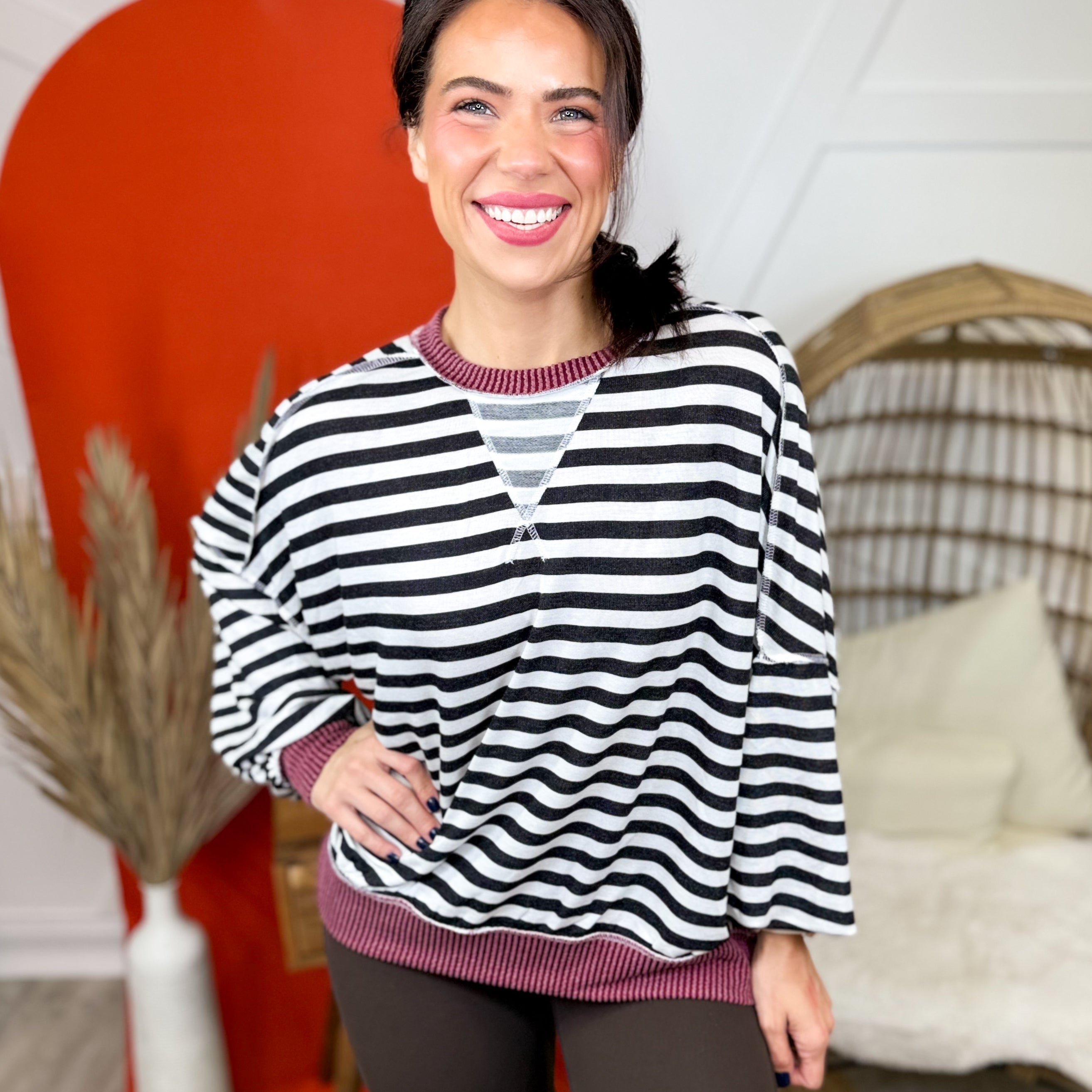 Fabulous Long Sleeve Top-120 LONG SLEEVE TOPS-HAPTICS-Heathered Boho Boutique, Women's Fashion and Accessories in Palmetto, FL