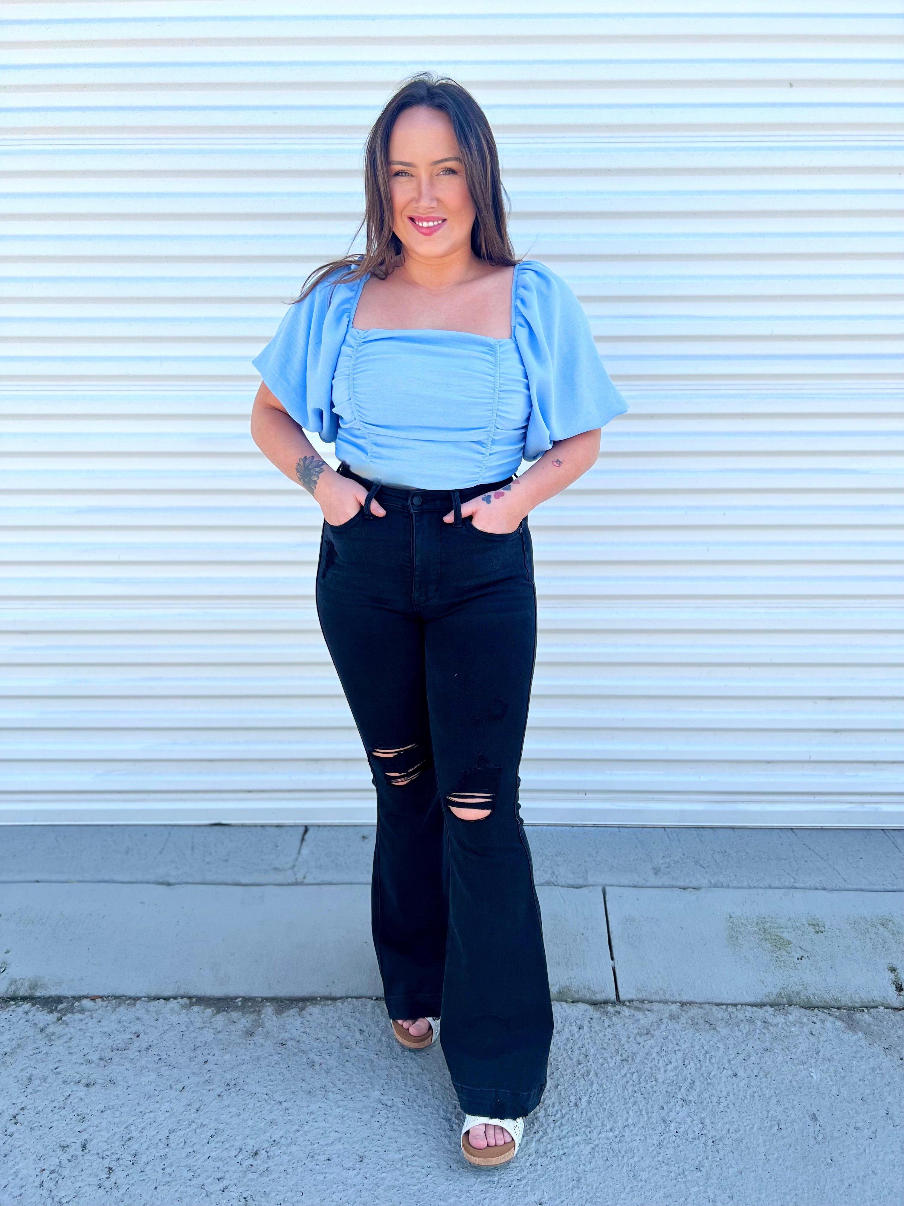 Slaying It Tummy Control Flare by Judy Blue-190 Jeans-Judy Blue-Heathered Boho Boutique, Women's Fashion and Accessories in Palmetto, FL
