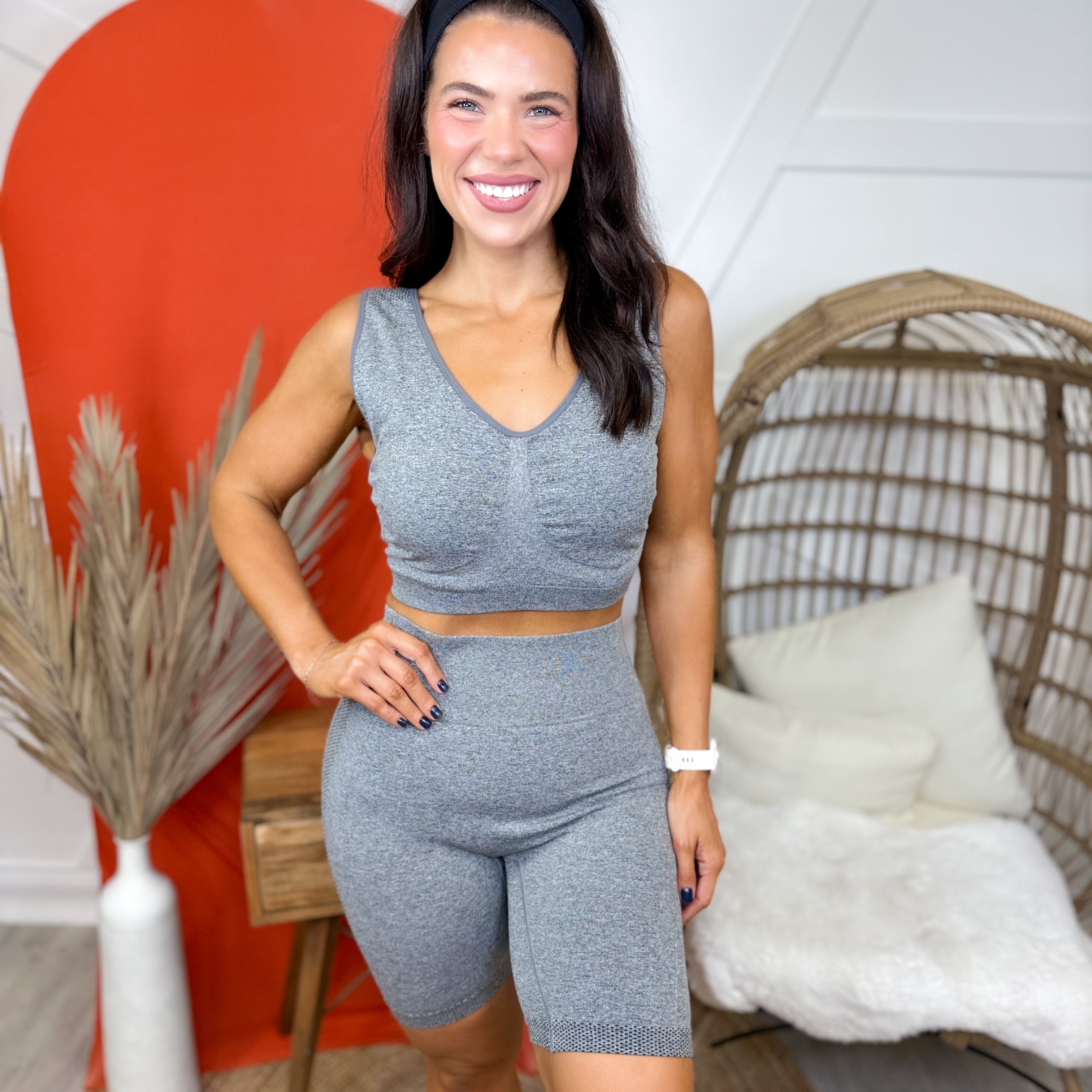 In It To Win It Biker Shorts-180 LEGGINGS-WHITE BIRCH-Heathered Boho Boutique, Women's Fashion and Accessories in Palmetto, FL