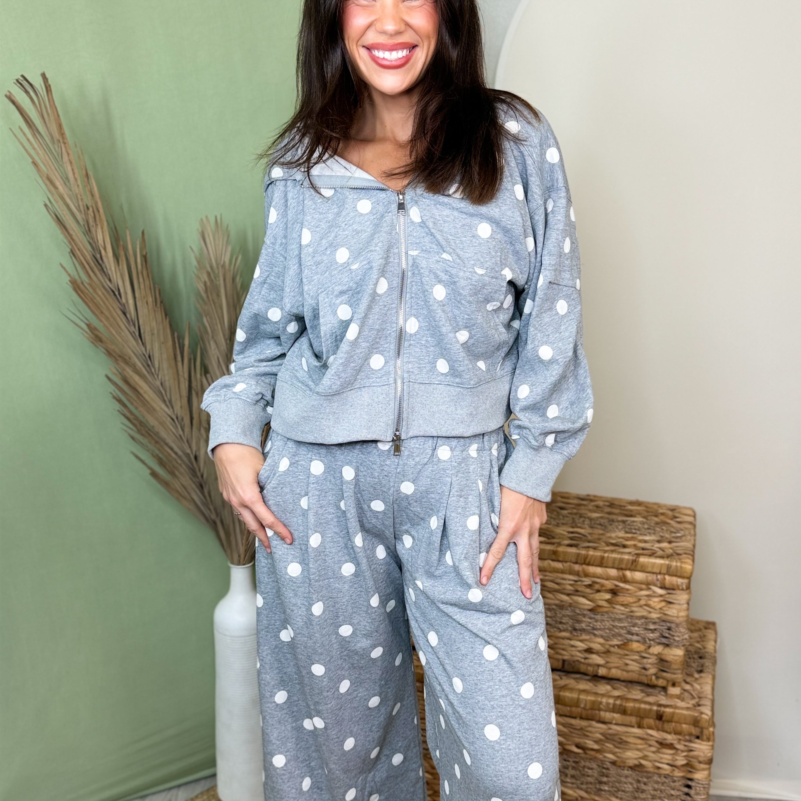 Dot the Trend Jacket-200 JACKETS/SHACKETS-POLAGRAM-Heathered Boho Boutique, Women's Fashion and Accessories in Palmetto, FL