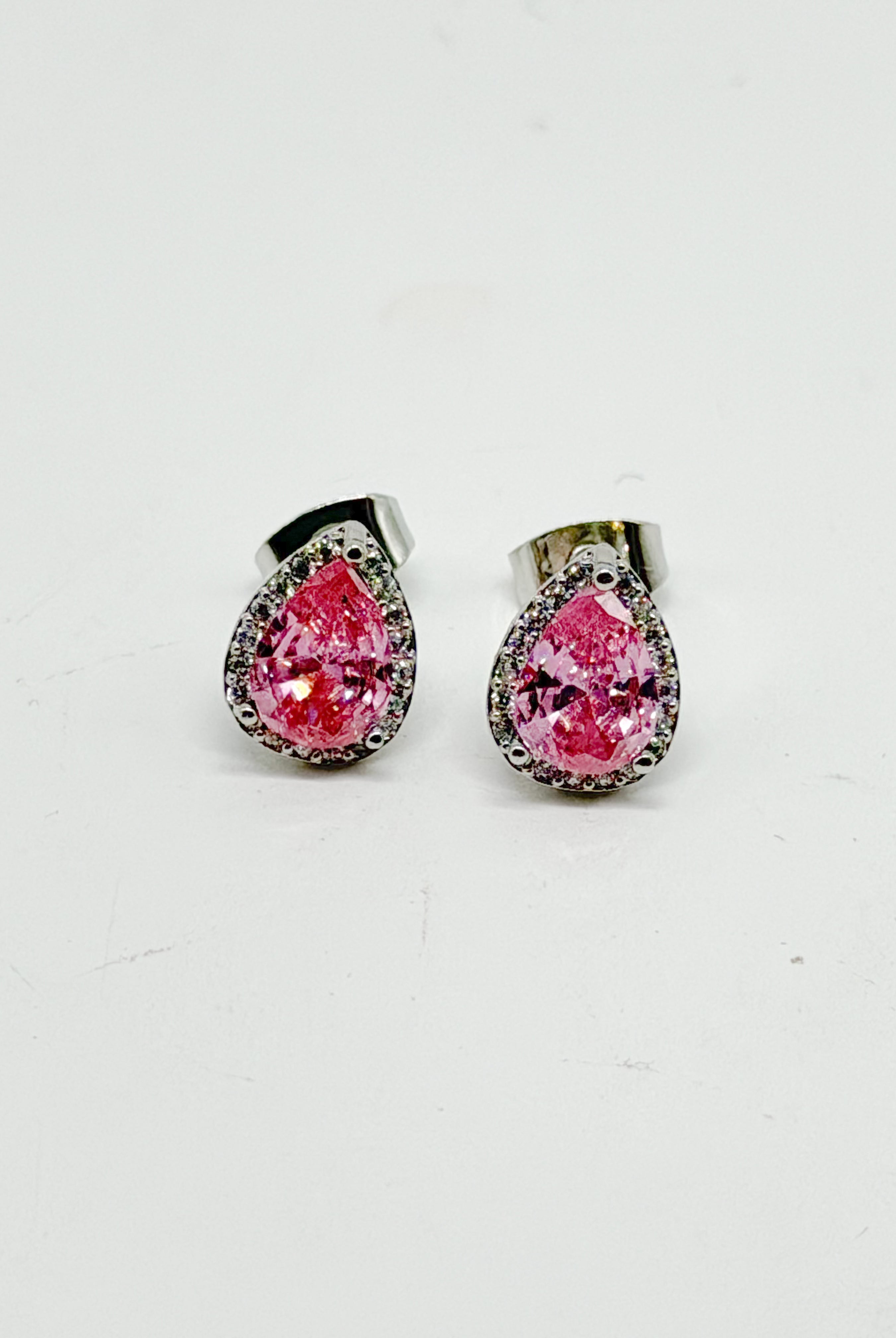 Pink Teardrop Stud Earring-310 Jewelry-NIHAO JEWELRY-Heathered Boho Boutique, Women's Fashion and Accessories in Palmetto, FL