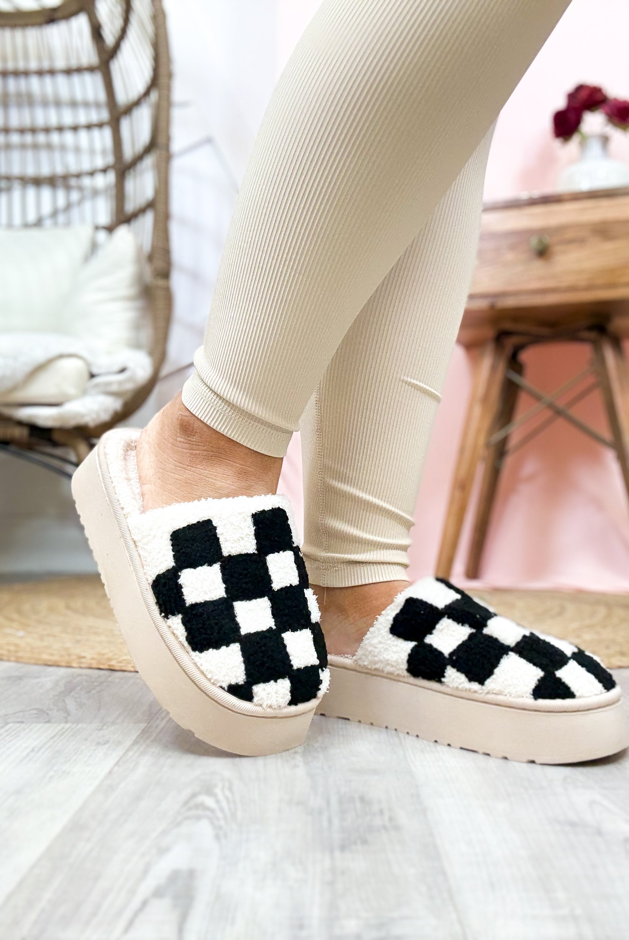 Checkered Platform Slipper-350 SHOES-Jasmine Trading Corp-Heathered Boho Boutique, Women's Fashion and Accessories in Palmetto, FL