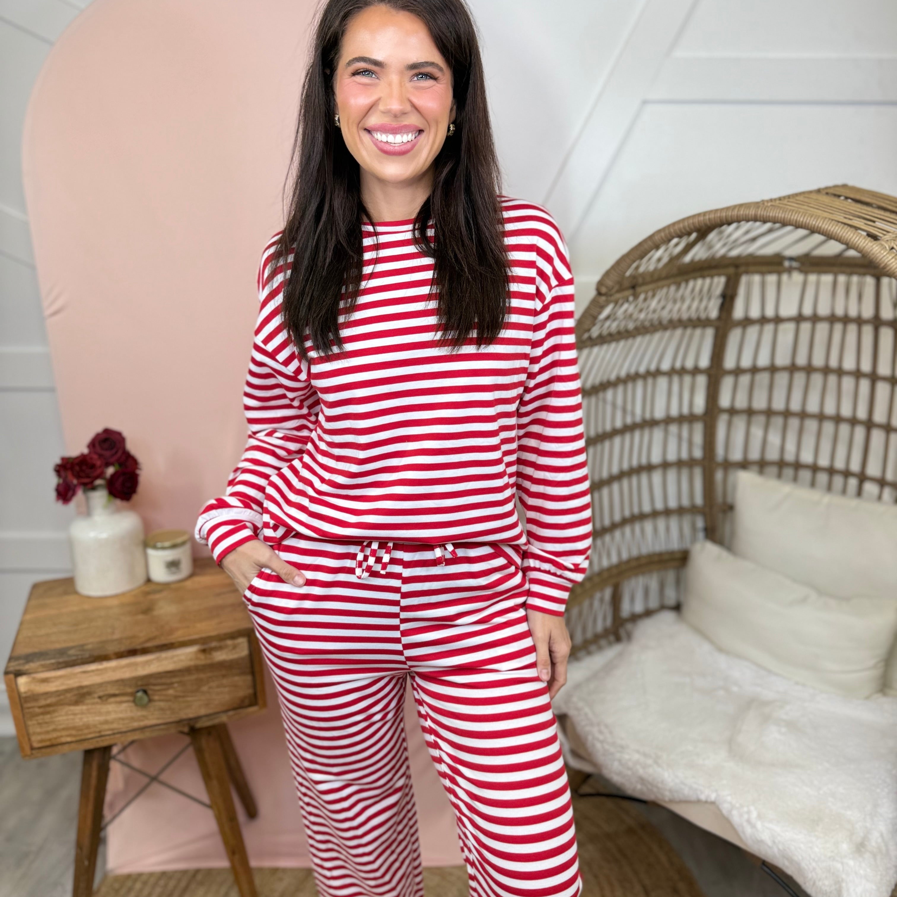 Everyday Striped Lounge Set-240 Activewear/Sets-Heathered Boho-Heathered Boho Boutique, Women's Fashion and Accessories in Palmetto, FL