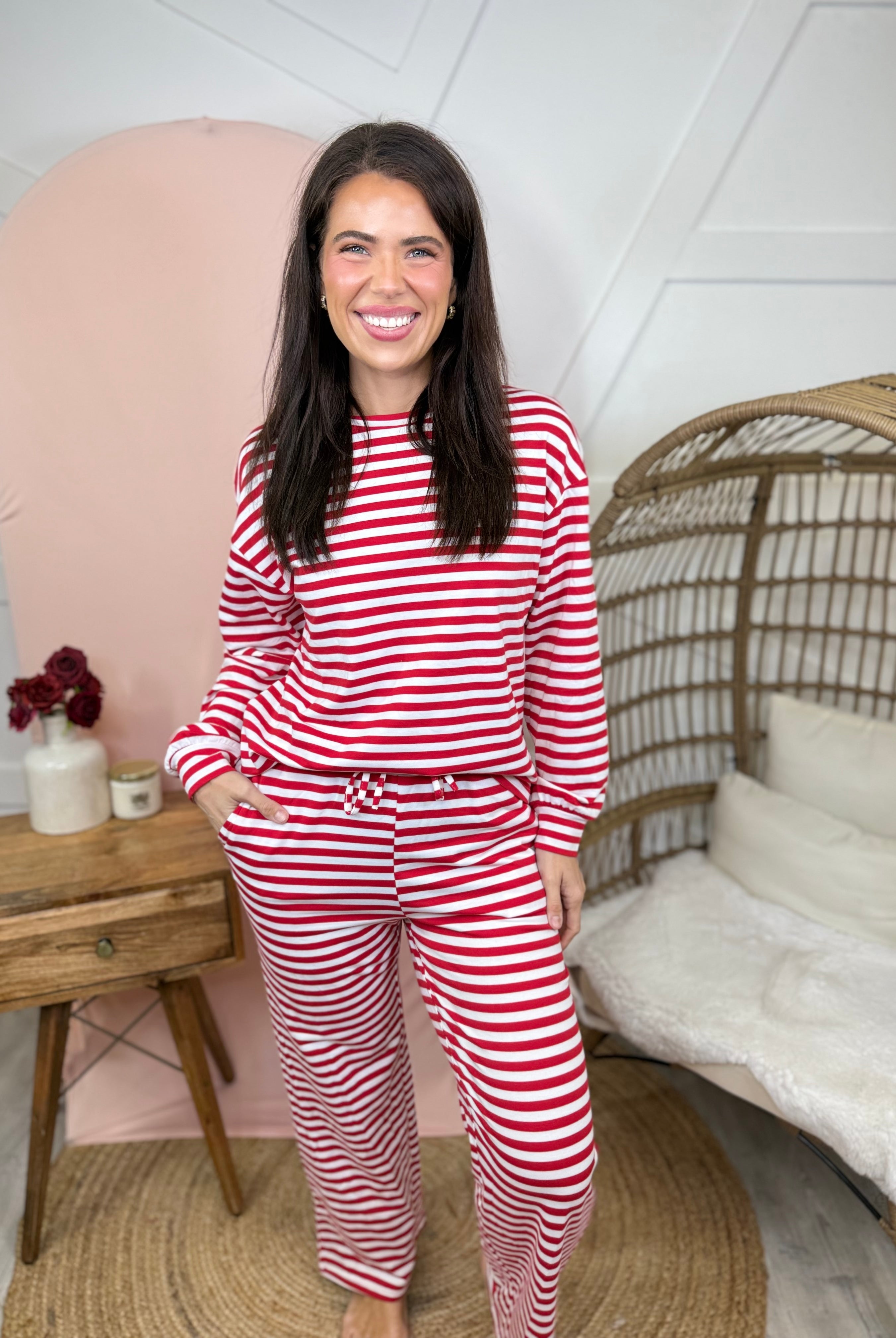 Everyday Striped Lounge Set-240 Activewear/Sets-Heathered Boho-Heathered Boho Boutique, Women's Fashion and Accessories in Palmetto, FL