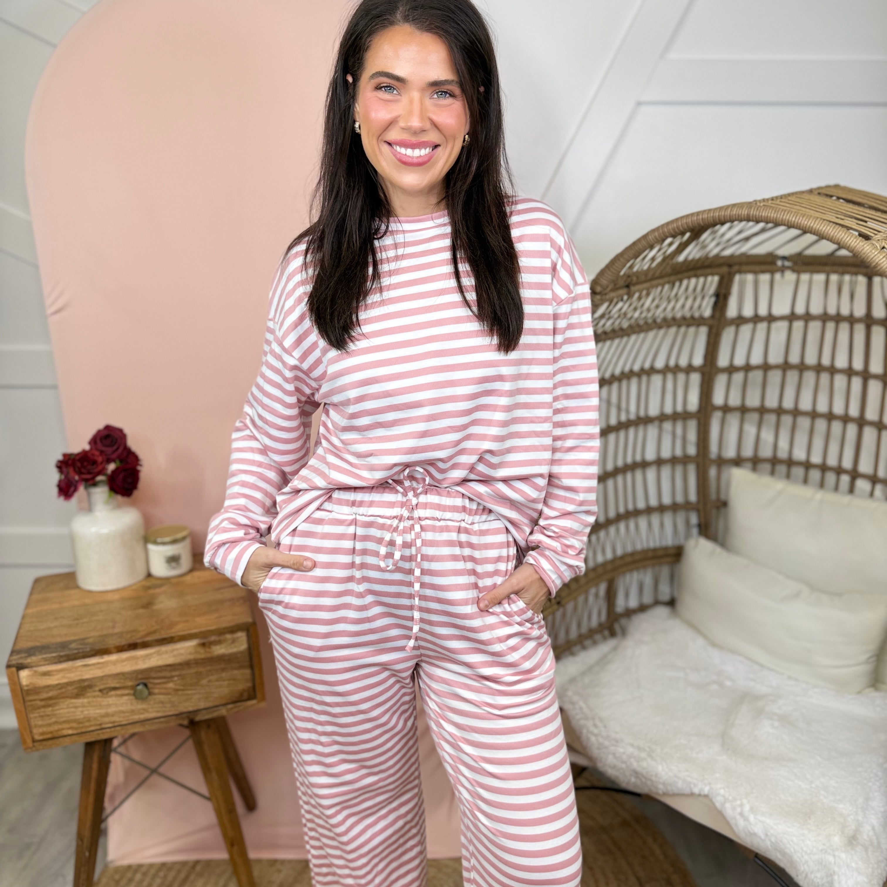 Everyday Striped Lounge Set-240 Activewear/Sets-Heathered Boho-Heathered Boho Boutique, Women's Fashion and Accessories in Palmetto, FL