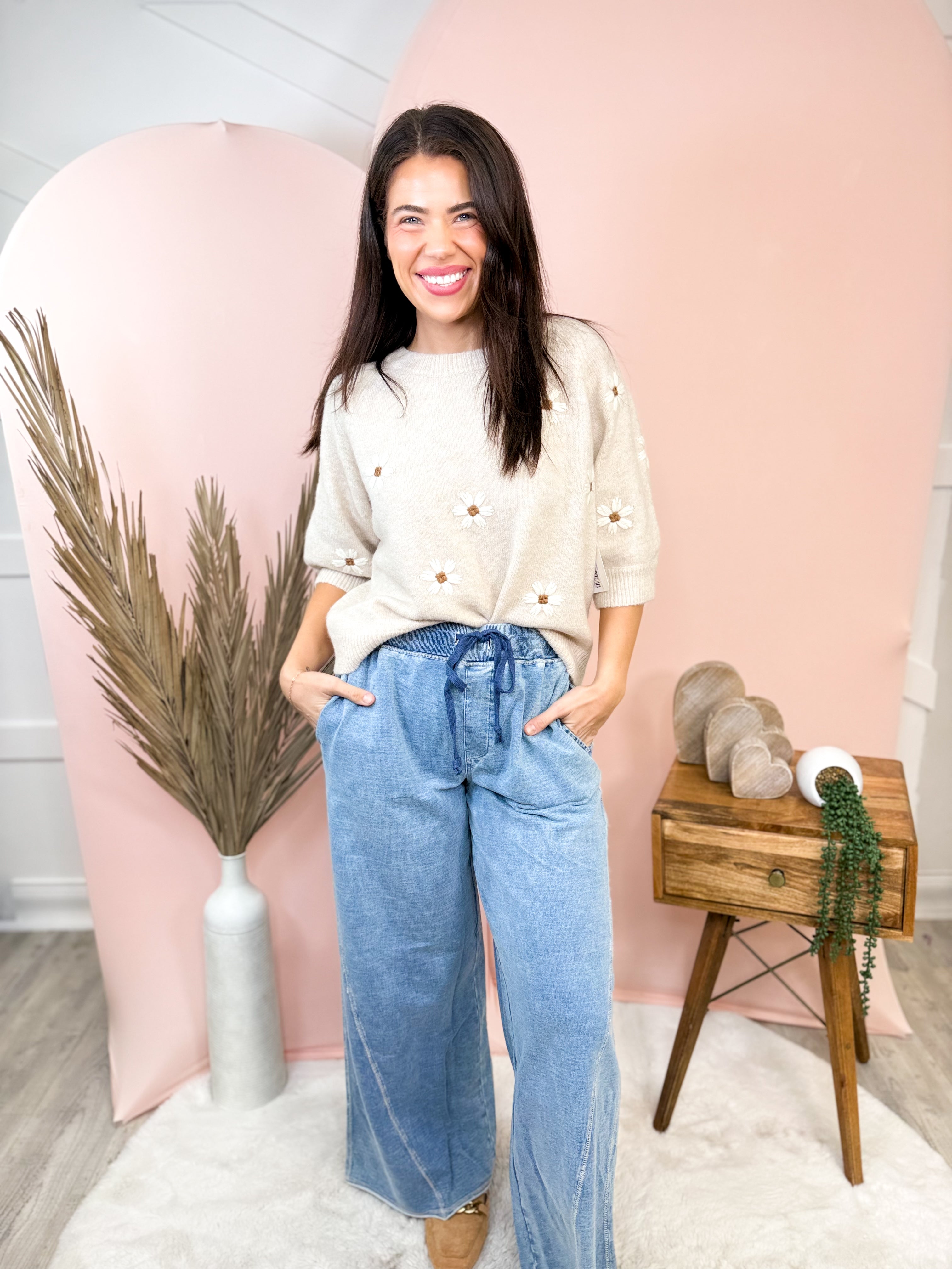 In My Prime Wide Leg Pants-150 PANTS-EASEL-Heathered Boho Boutique, Women's Fashion and Accessories in Palmetto, FL