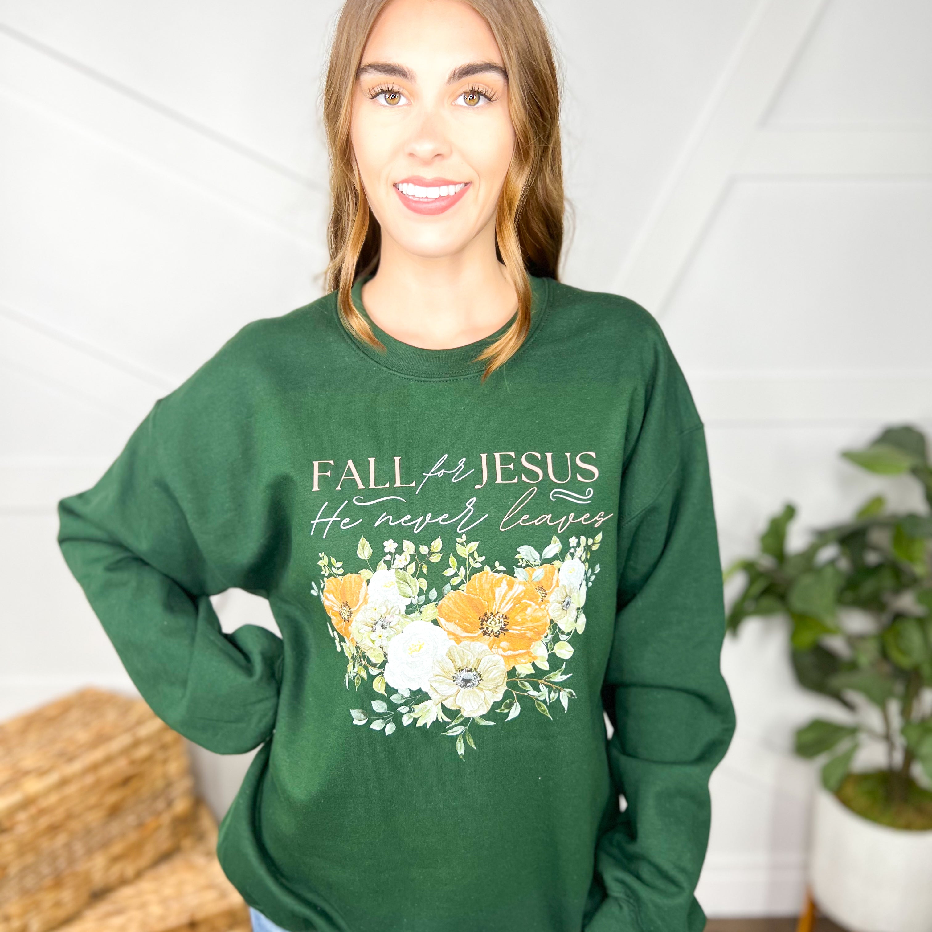 Fall for Jesus Graphic Sweatshirt-125 Sweater-Heathered Boho-Heathered Boho Boutique, Women's Fashion and Accessories in Palmetto, FL