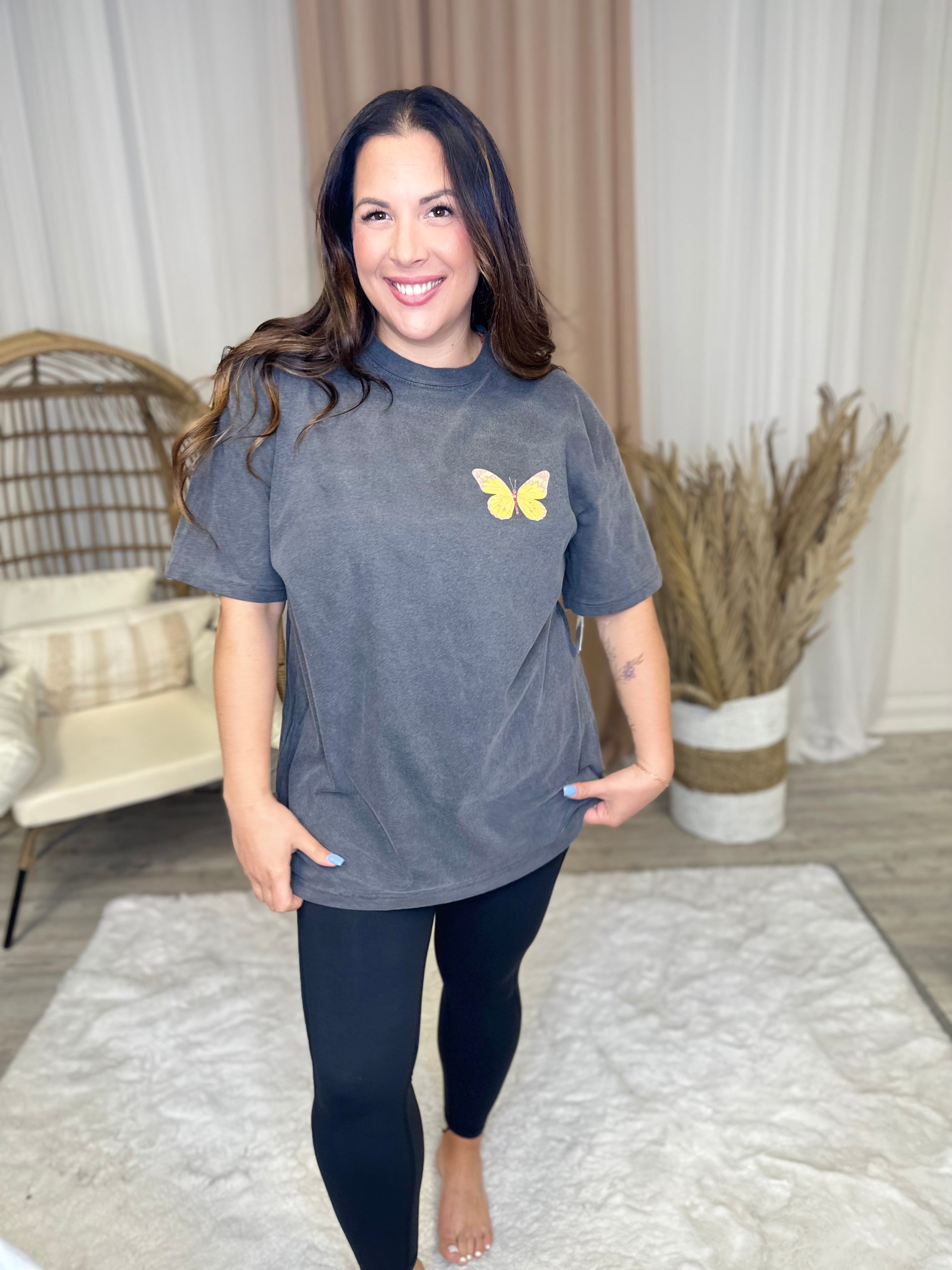 Better World Smiley Graphic Tee-130 Graphic Tees-Heathered Boho-Heathered Boho Boutique, Women's Fashion and Accessories in Palmetto, FL